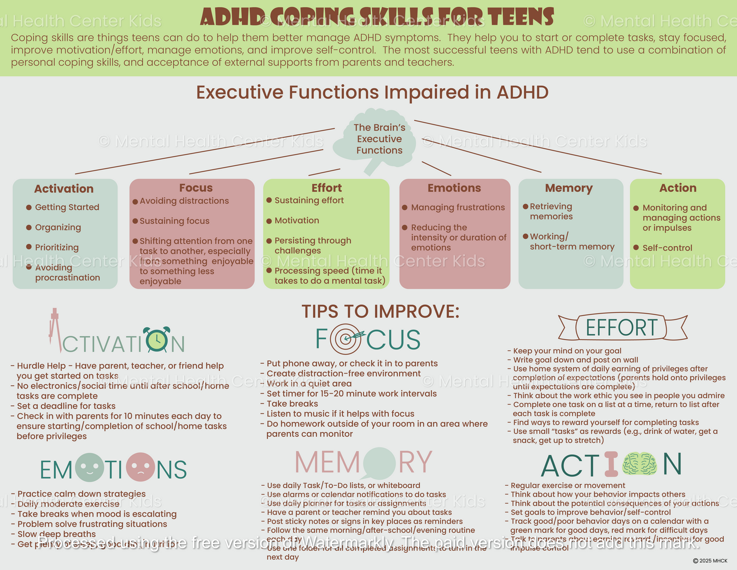 adhd coping skills handout