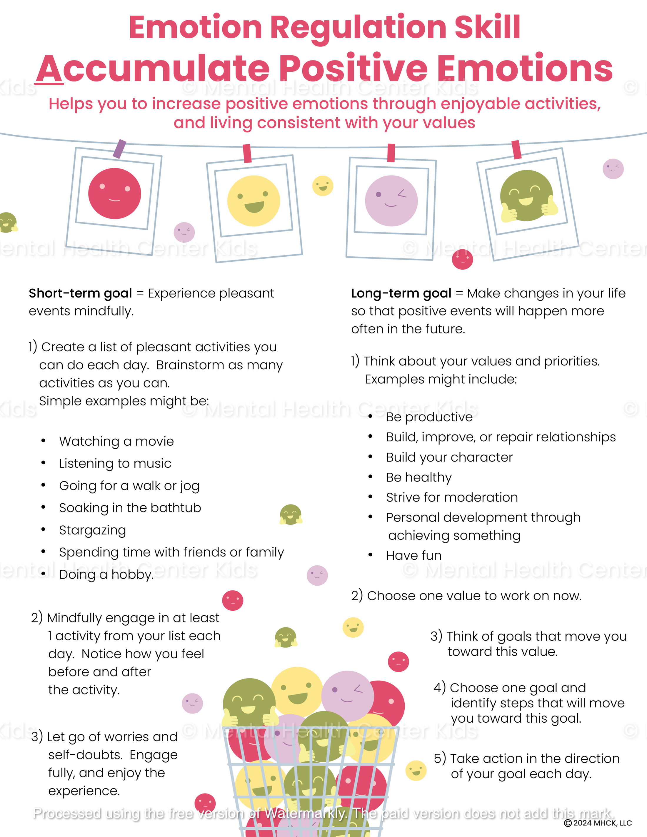 DBT Accumulate Positive Emotions Handout – Mental Health Center Kids