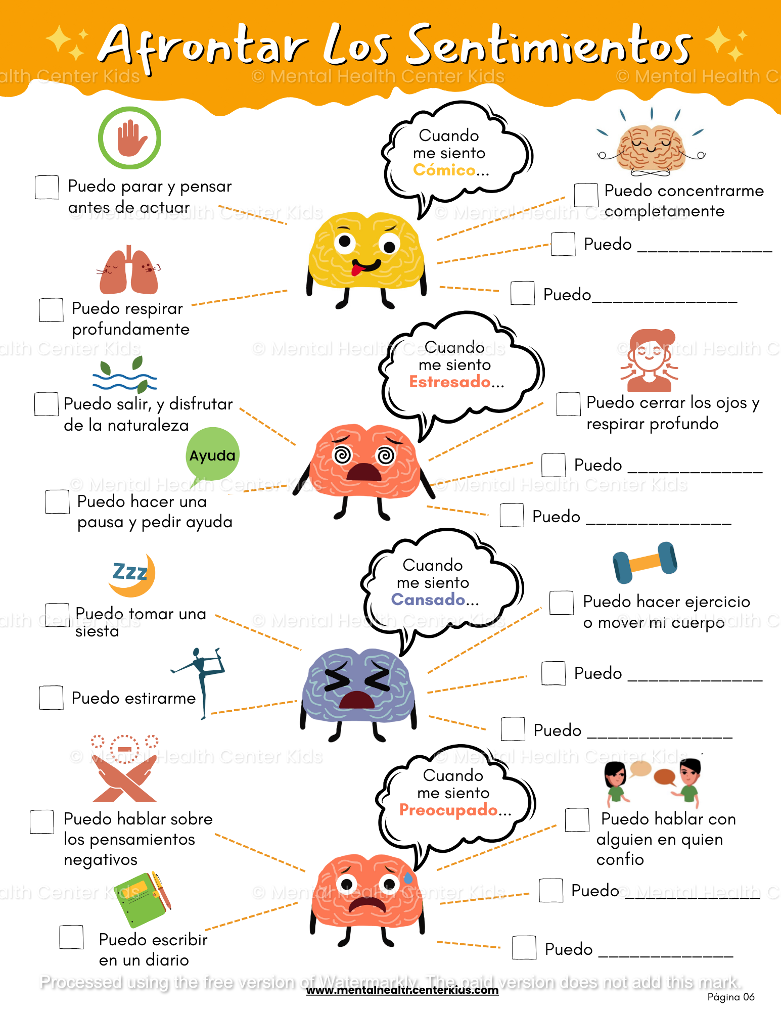  Hojas De Trabajo Sobre Emociones