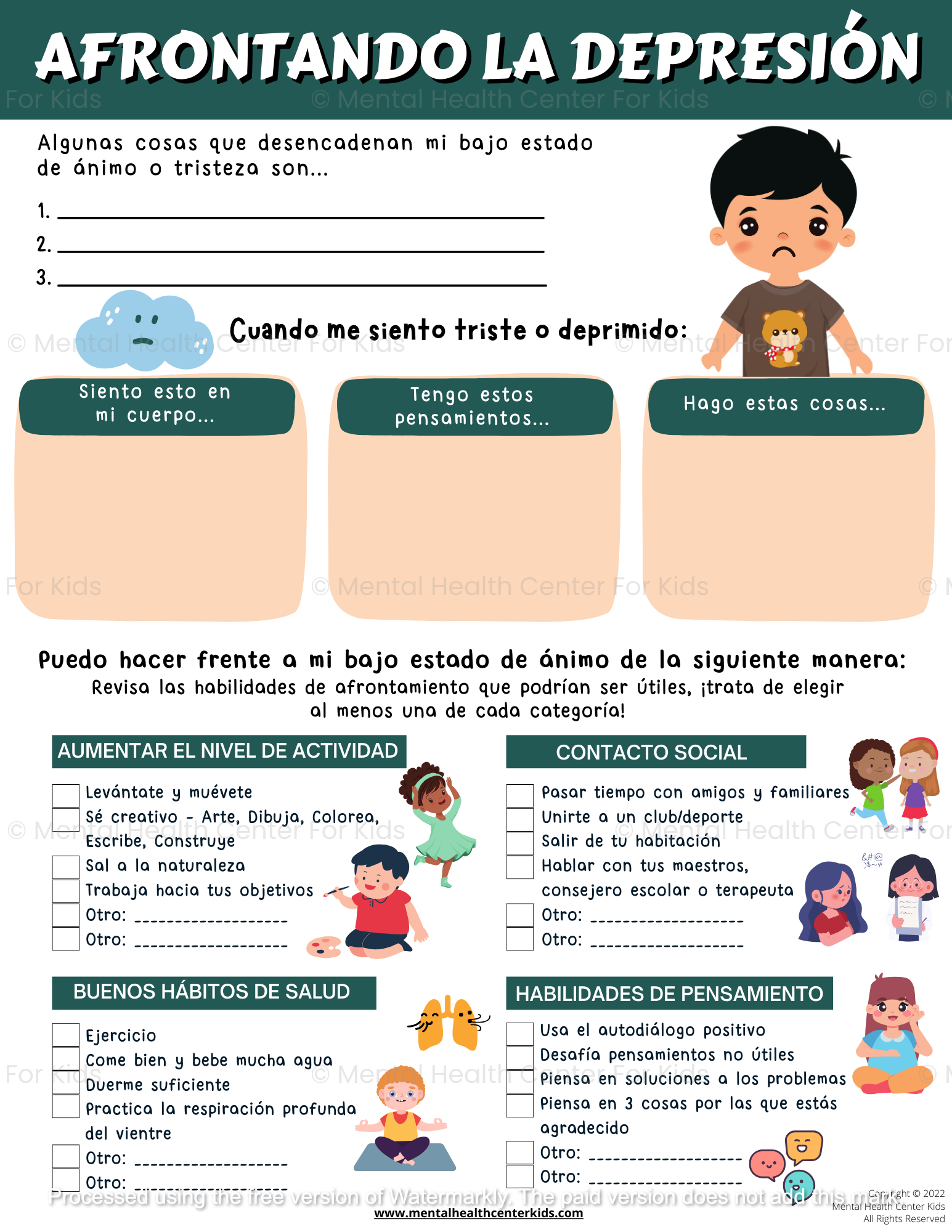 Spanish Coping With Depression Worksheet