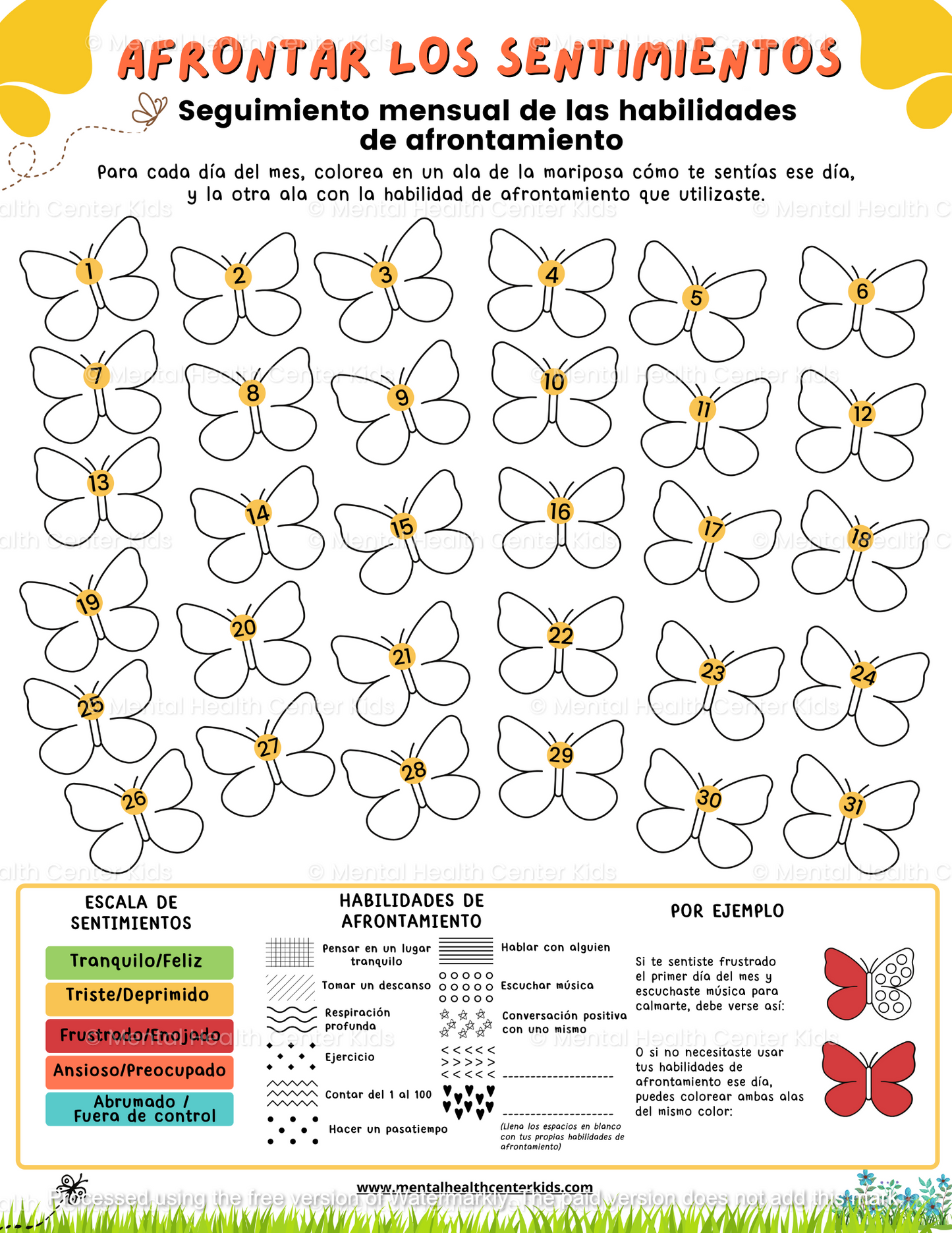 Spanish Coping With Emotions Monthly Coping Skills Tracker 