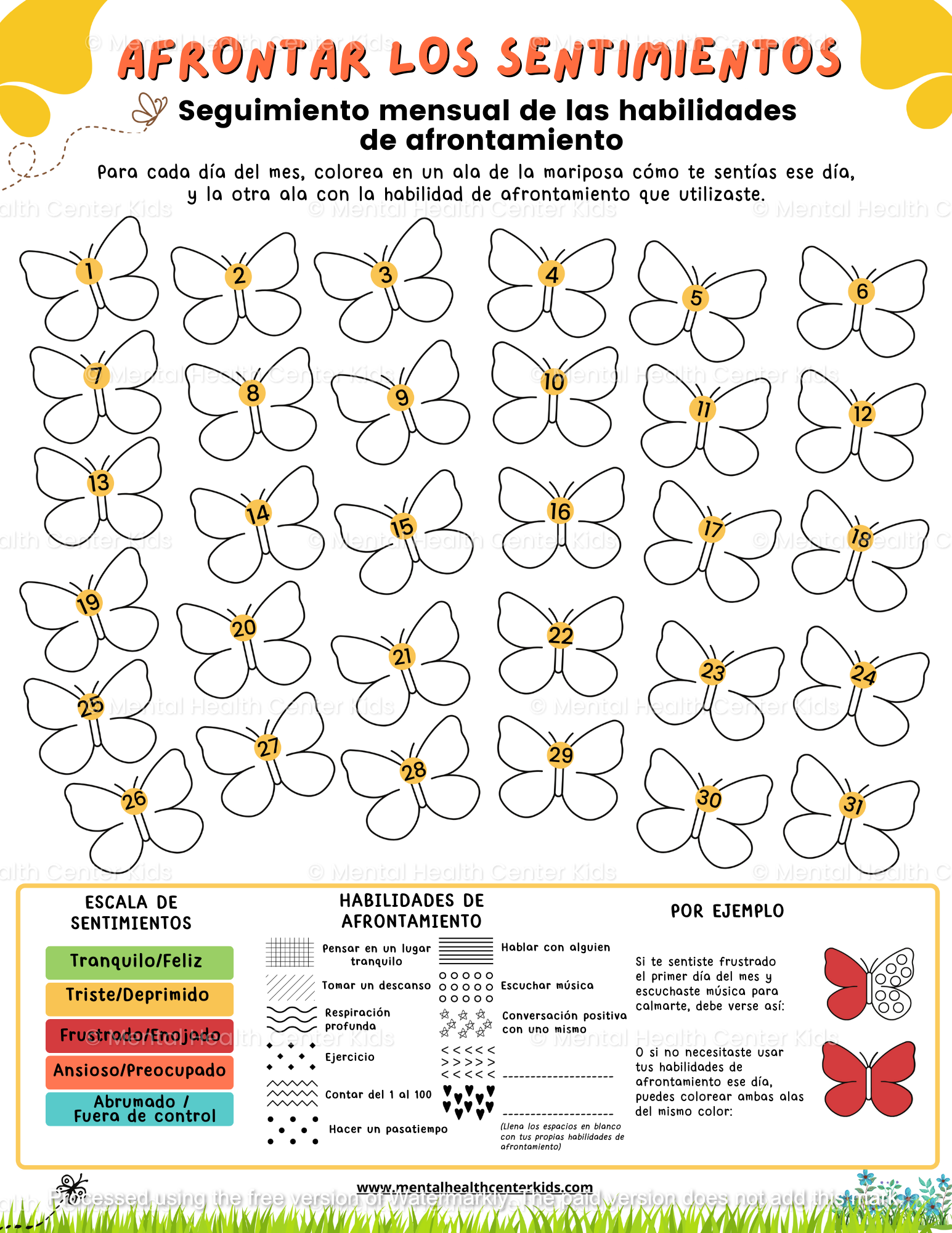 Spanish Coping With Emotions Monthly Coping Skills Tracker 