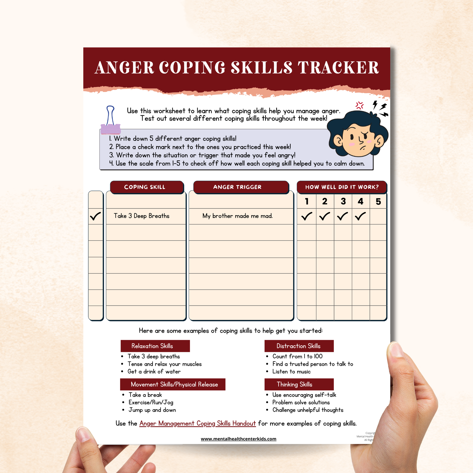 Anger Tracker Coping Skills Anger Worksheets Social Emotional Skills