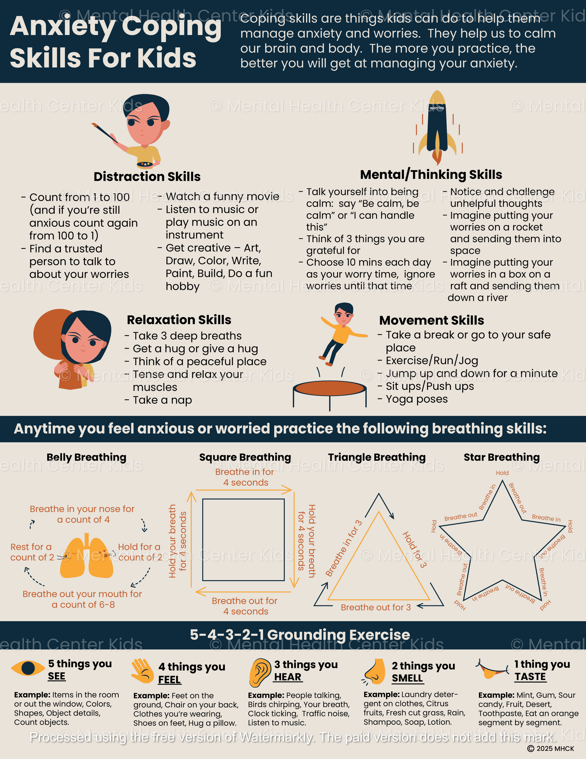 anxiety coping skills for kids handout