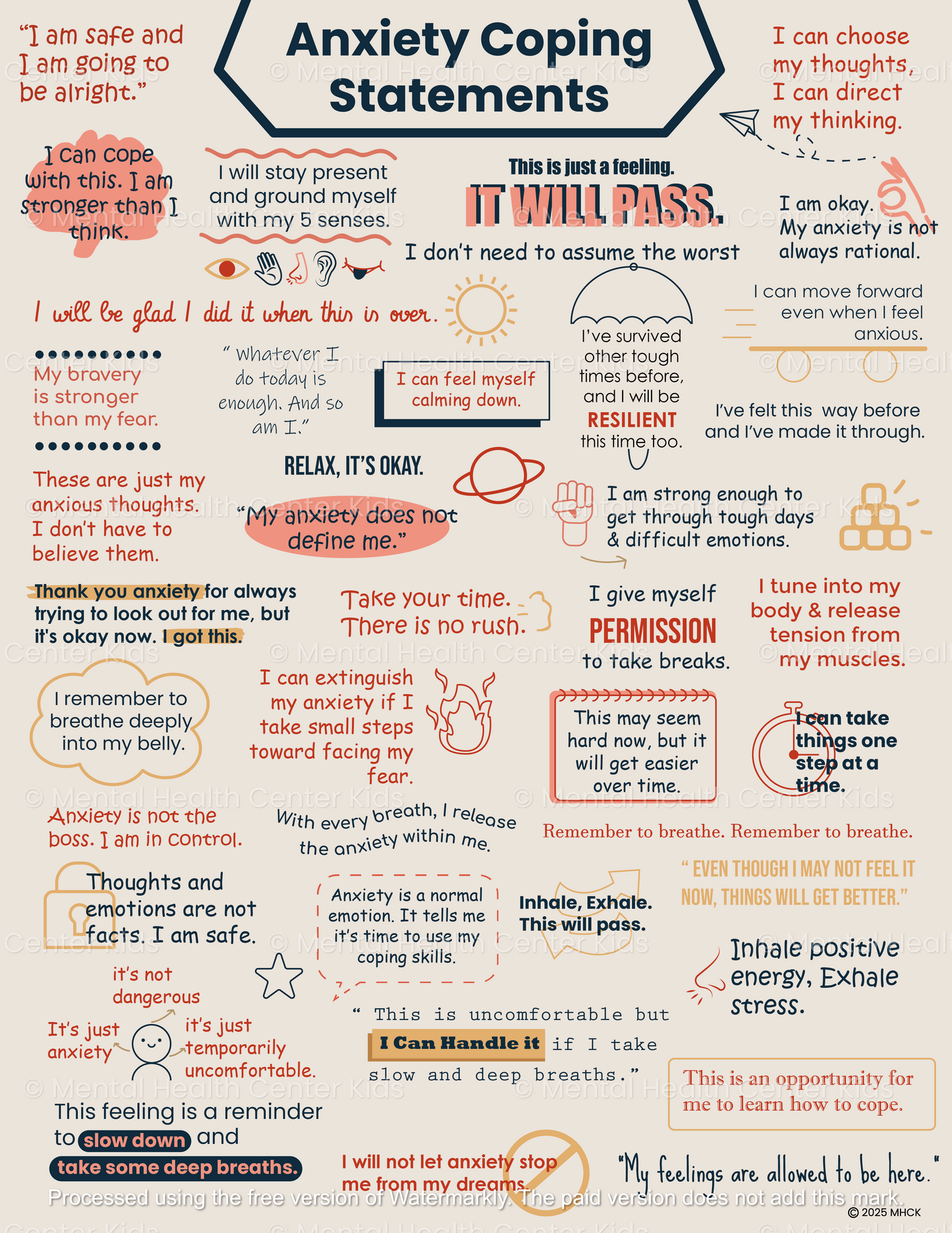 anxiety coping statements handout