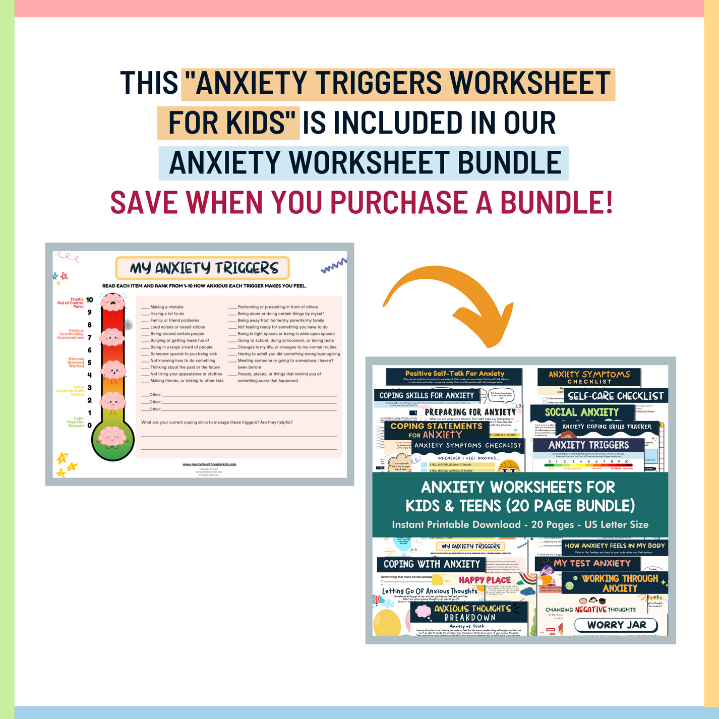 Anxiety Triggers Worksheet – Mental Health Center Kids