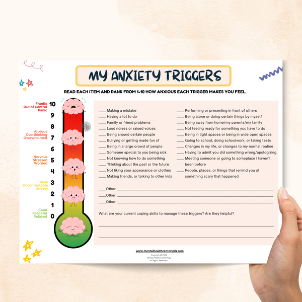 Anxiety Triggers Worksheet – Mental Health Center Kids