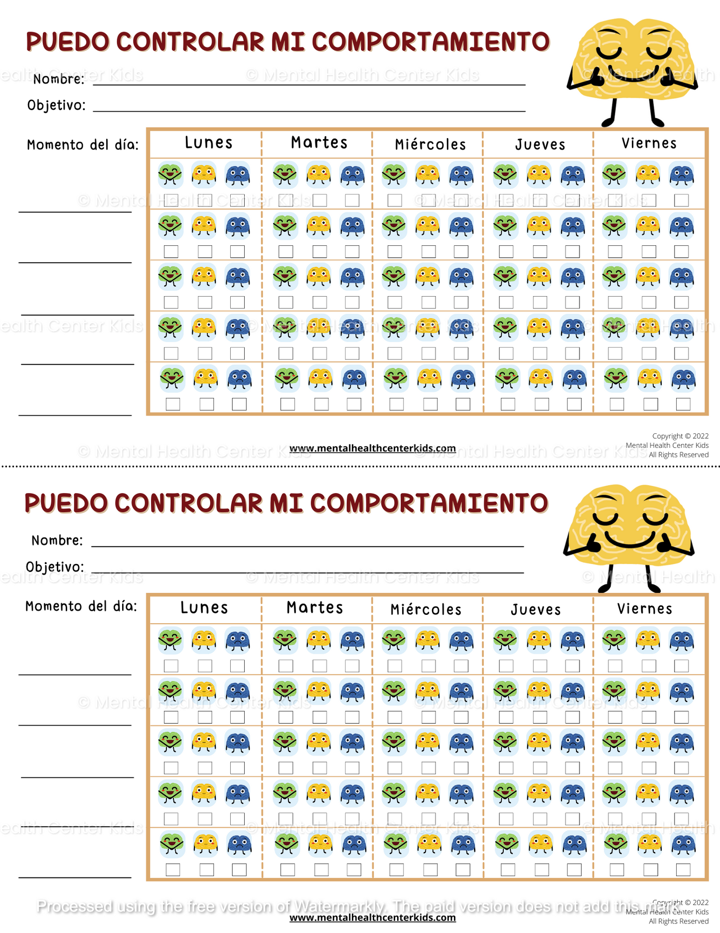 Spanish Weekly Behavior Tracker