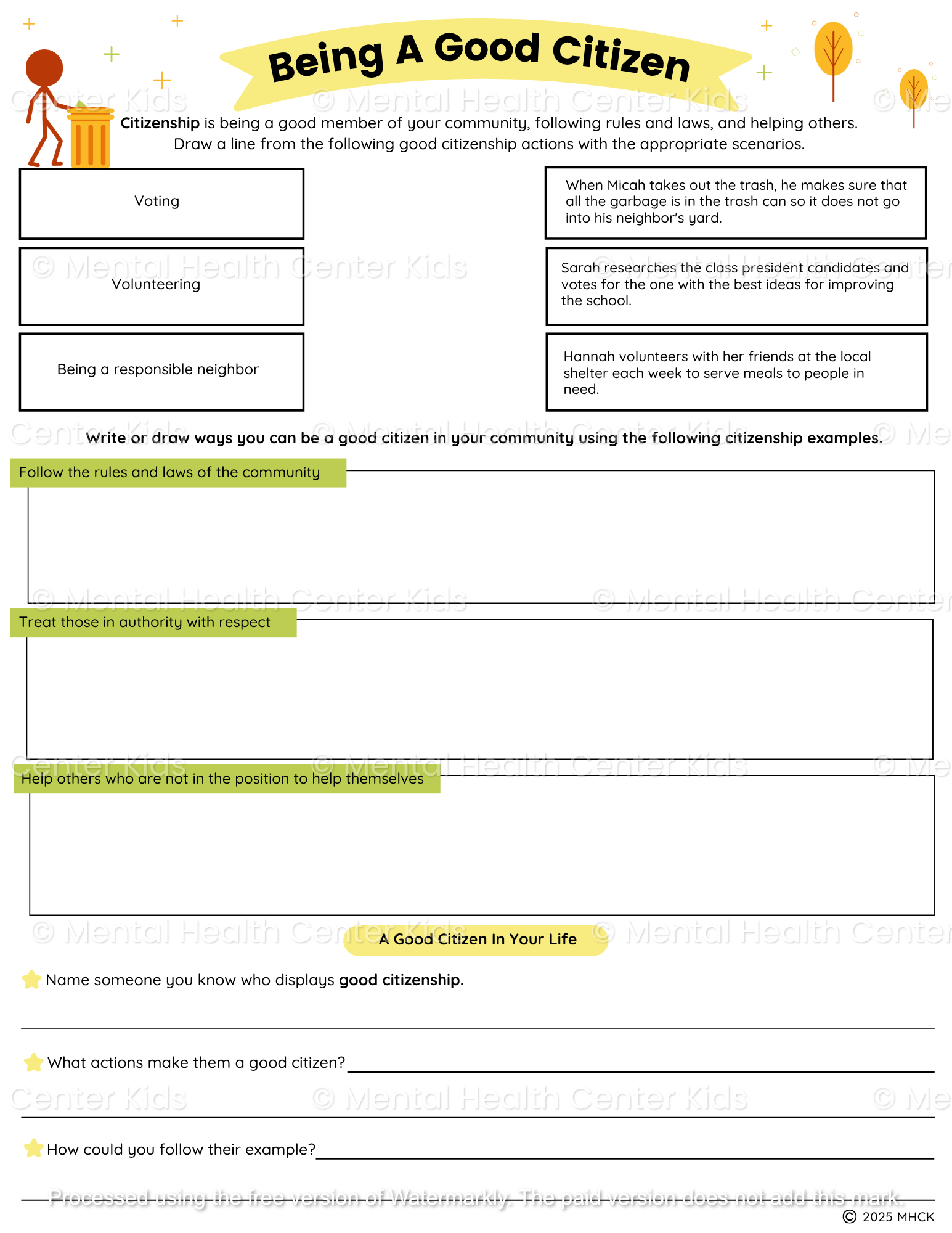 citizenship worksheets for middle school