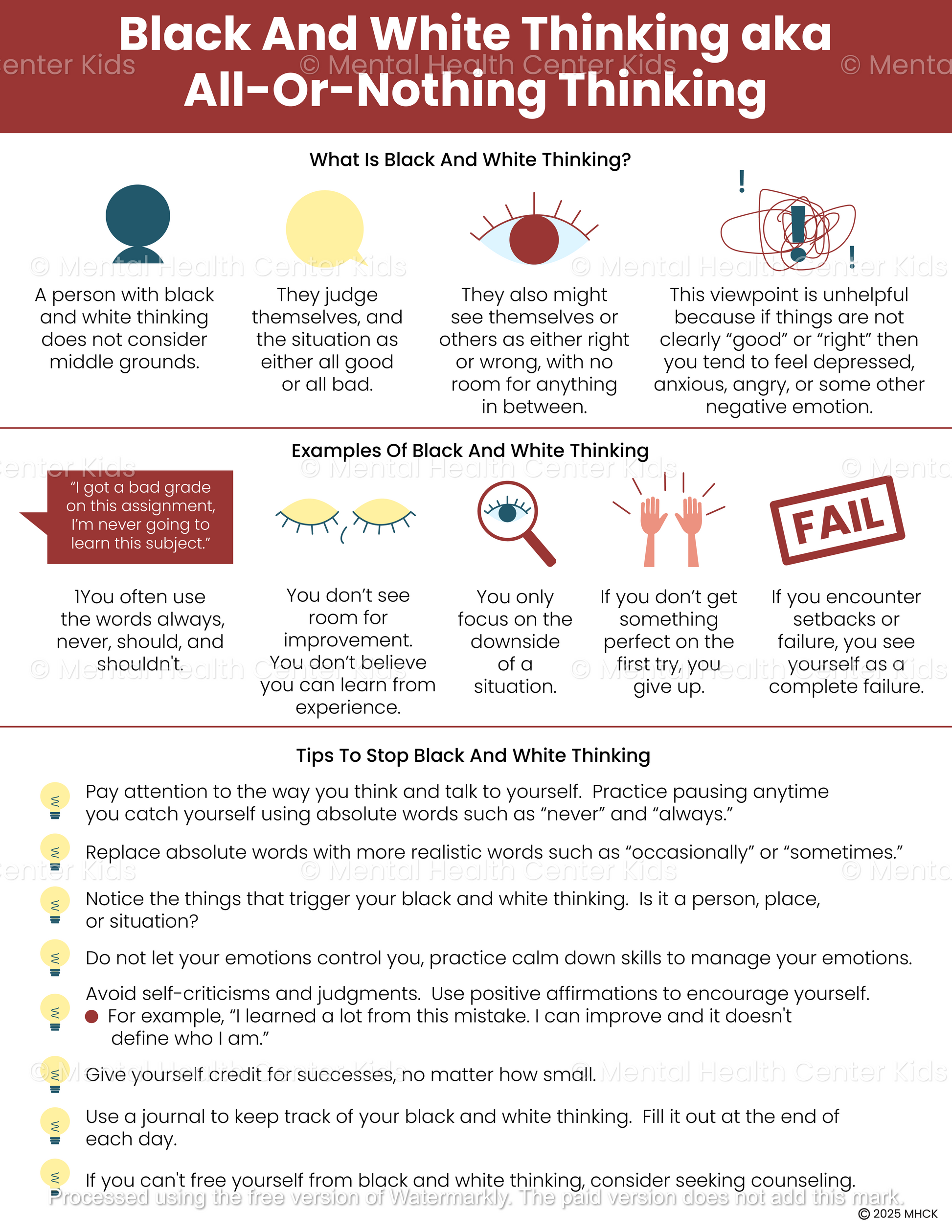black and white thinking aka all or nothing thinking cbt handout
