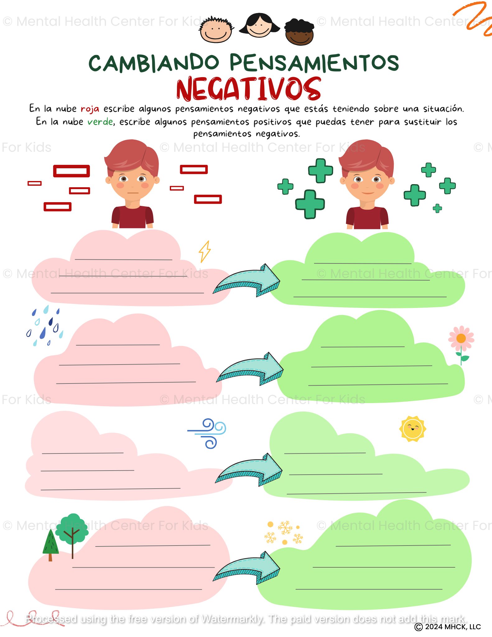 Spanish Changing Negative Thoughts Worksheet 