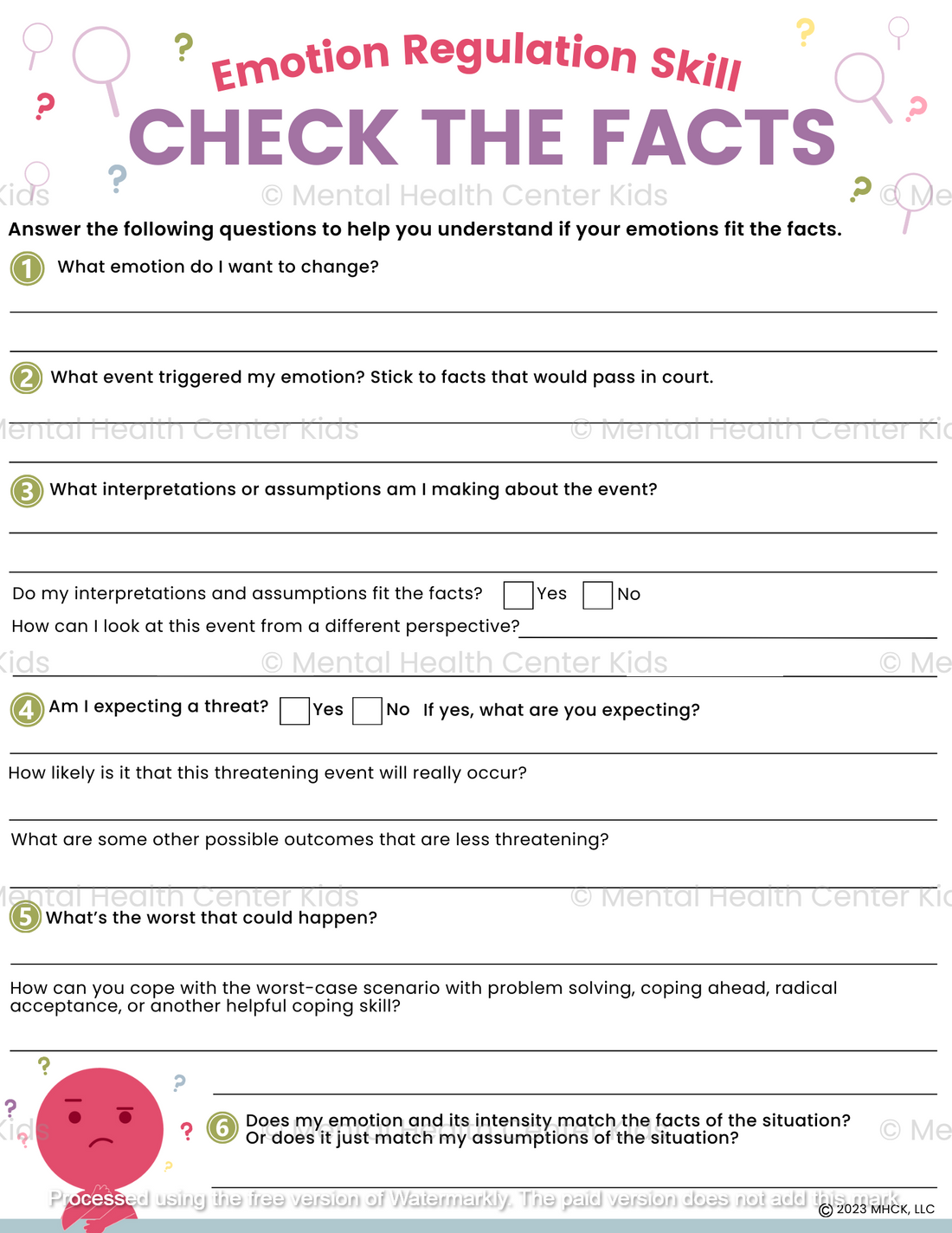 Factcheck Worksheet DBT Check The Facts Worksheet – Mental Health Center Kids