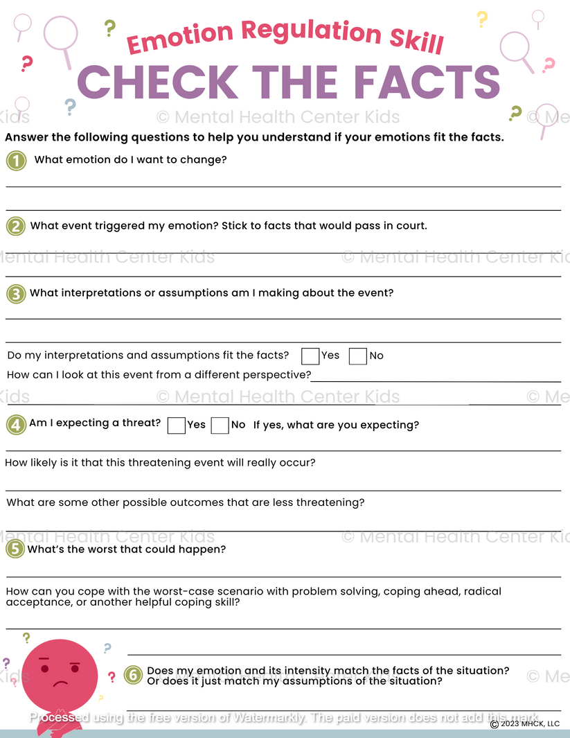 DBT Check The Facts Worksheet – Mental Health Center Kids