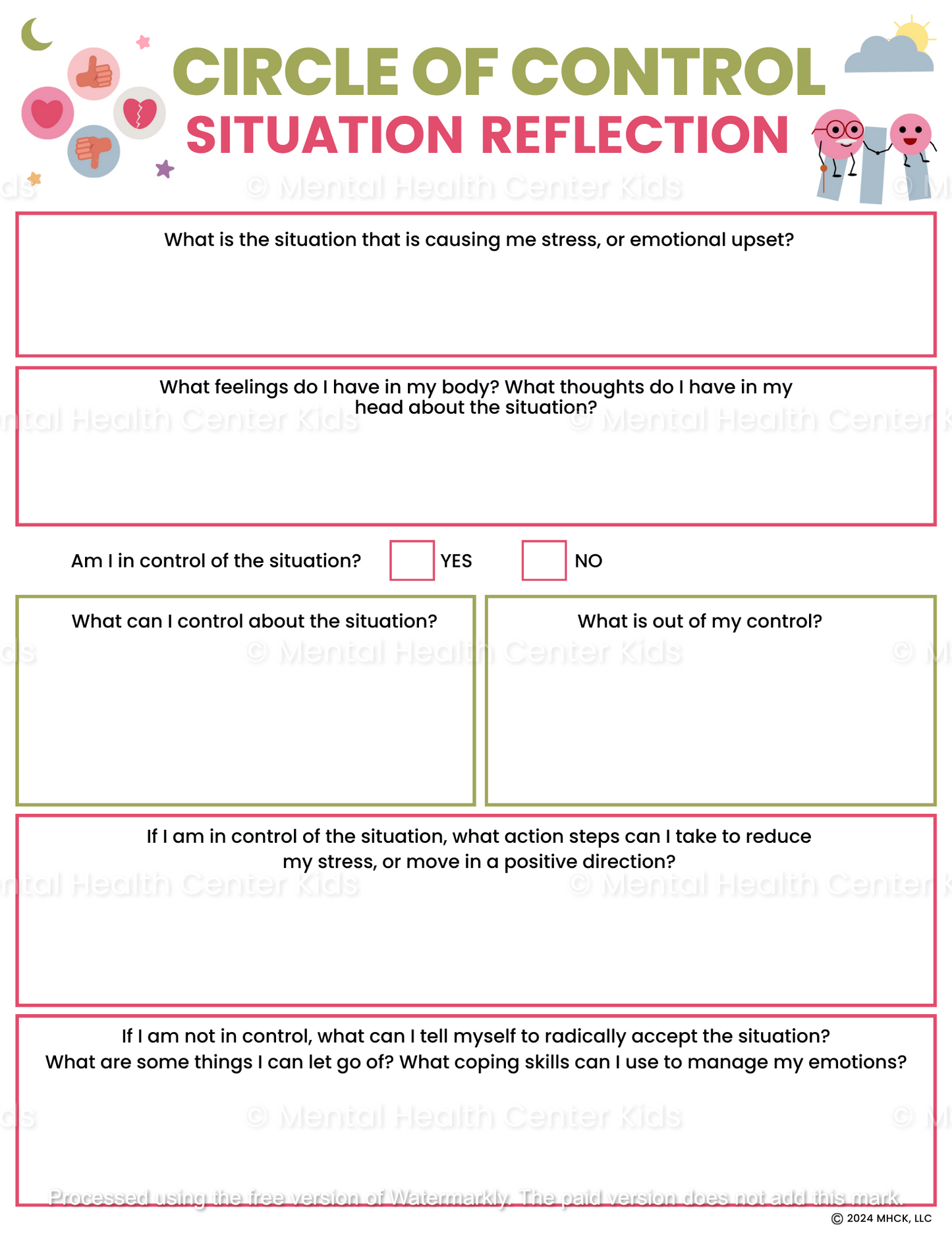  circle of control therapy worksheets