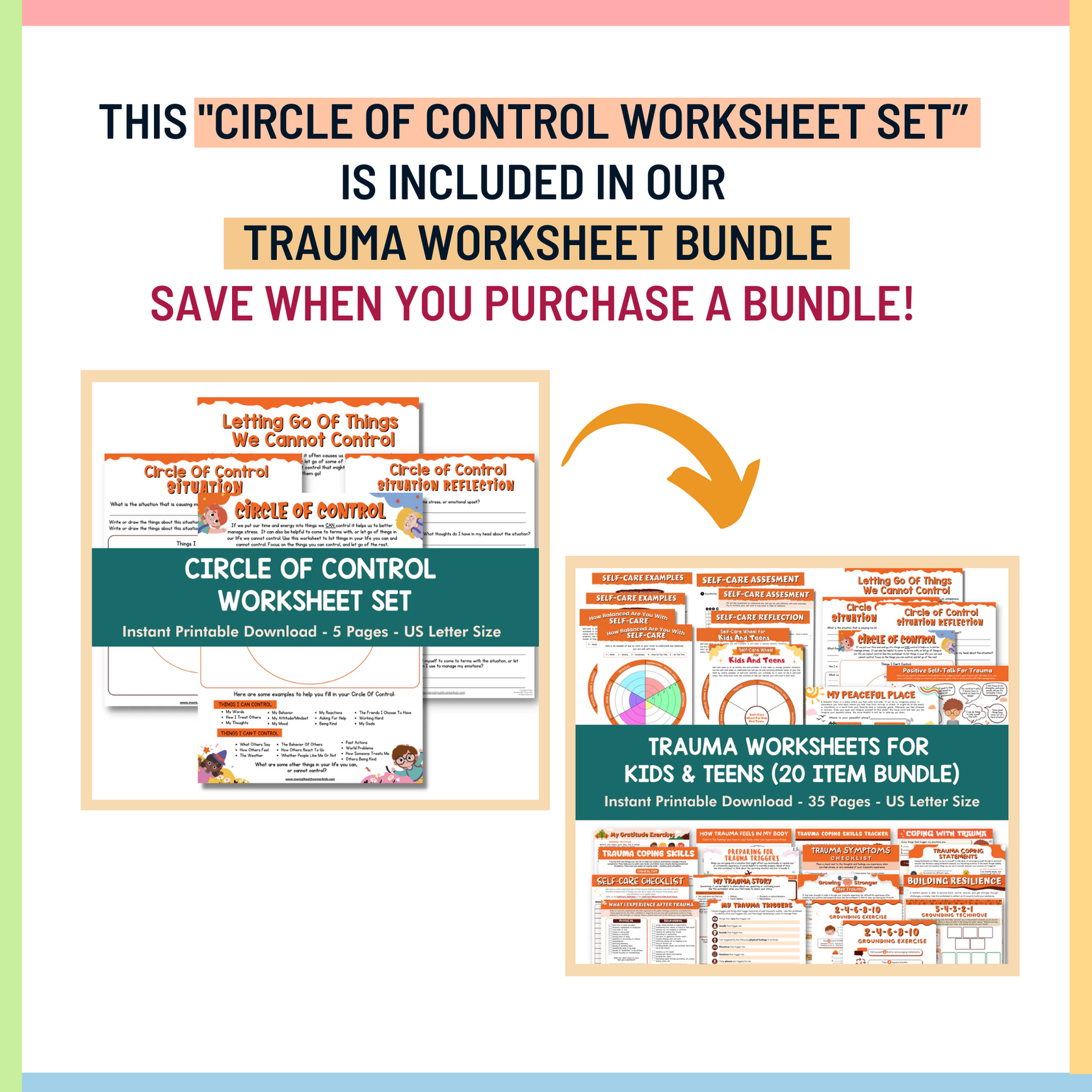 Circle of Control Worksheet – Mental Health Center Kids