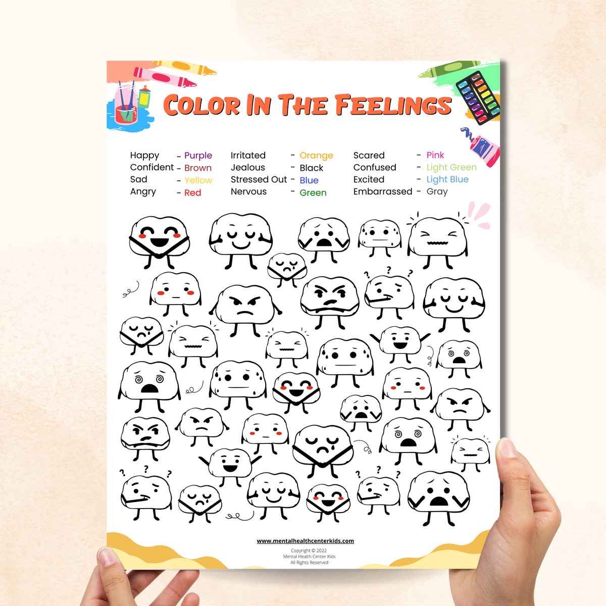 Emoji Coloring Page – Mental Health Center Kids