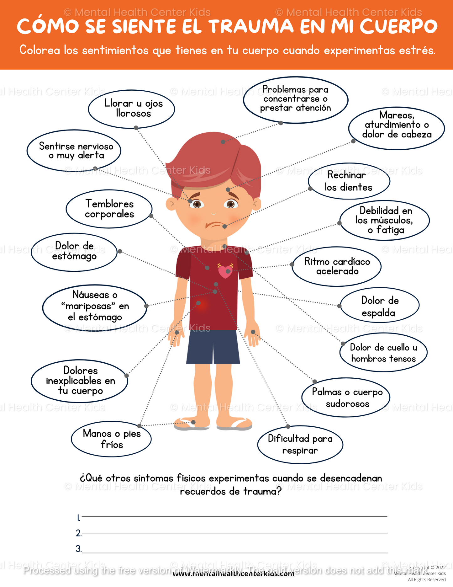 Hojas De Trabajo Sobre Trauma Para Ninos 