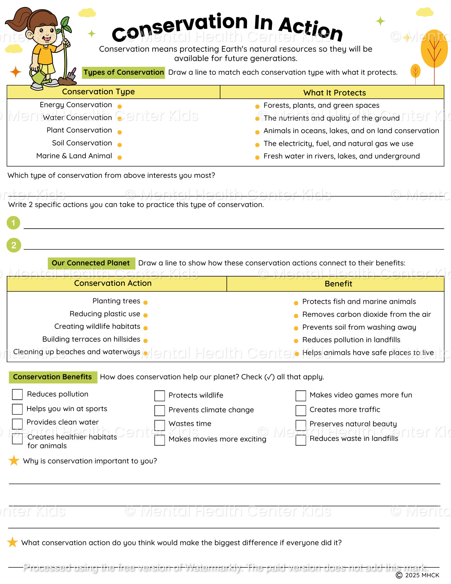 conservation worksheet