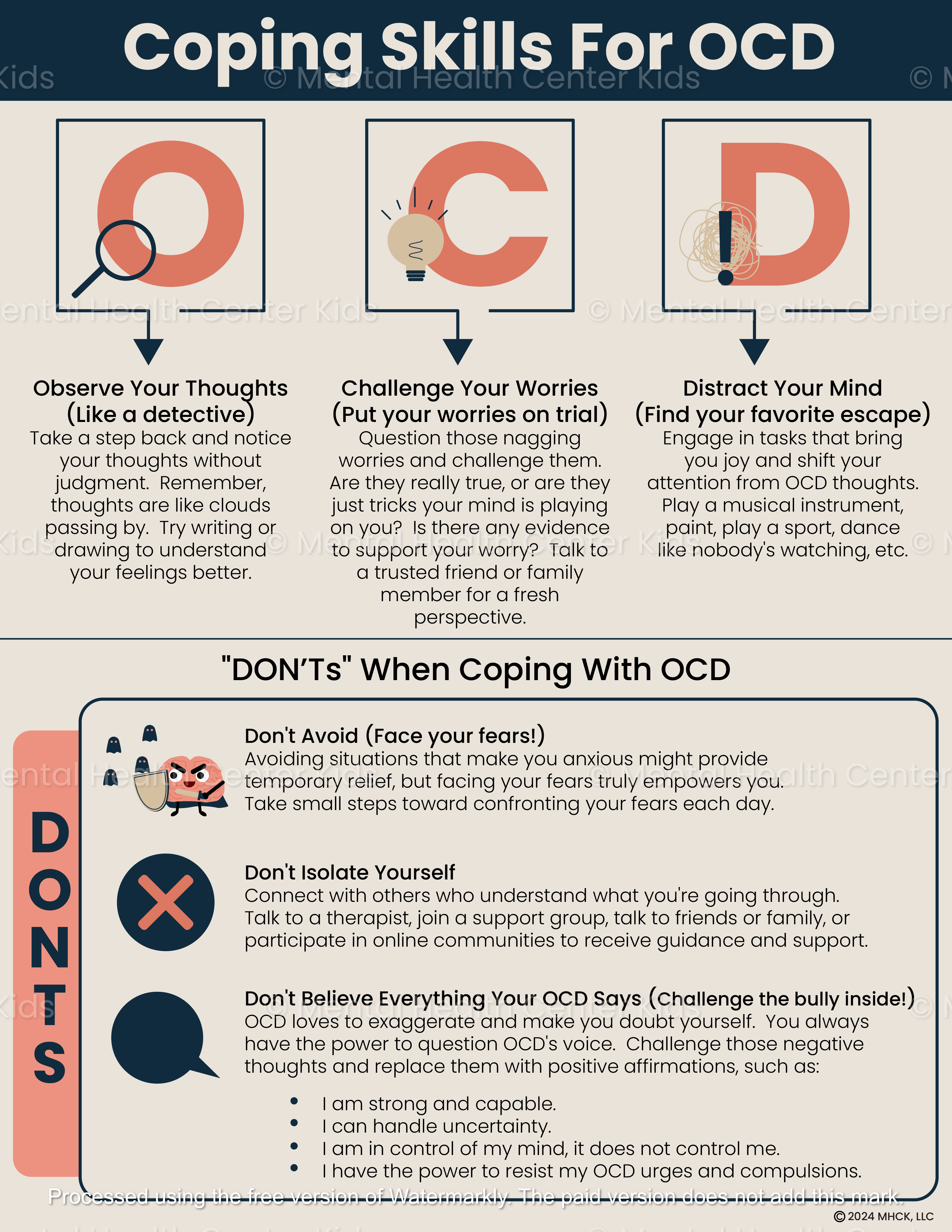 Ocpd Checklist.pdf OCD Coping Skills (PDF) – Mental Health Center Kids