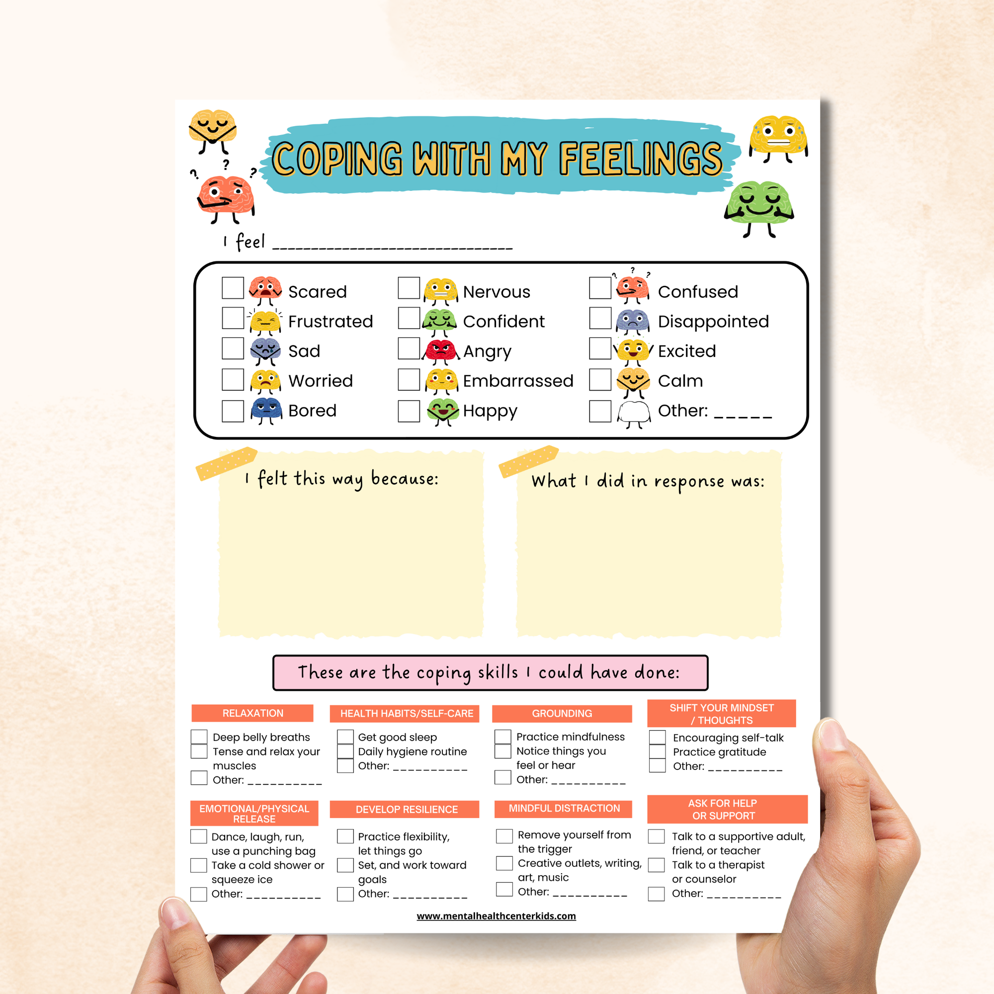 Feelings Coping Skills for Teens & Kids, Emotions Scale Chart