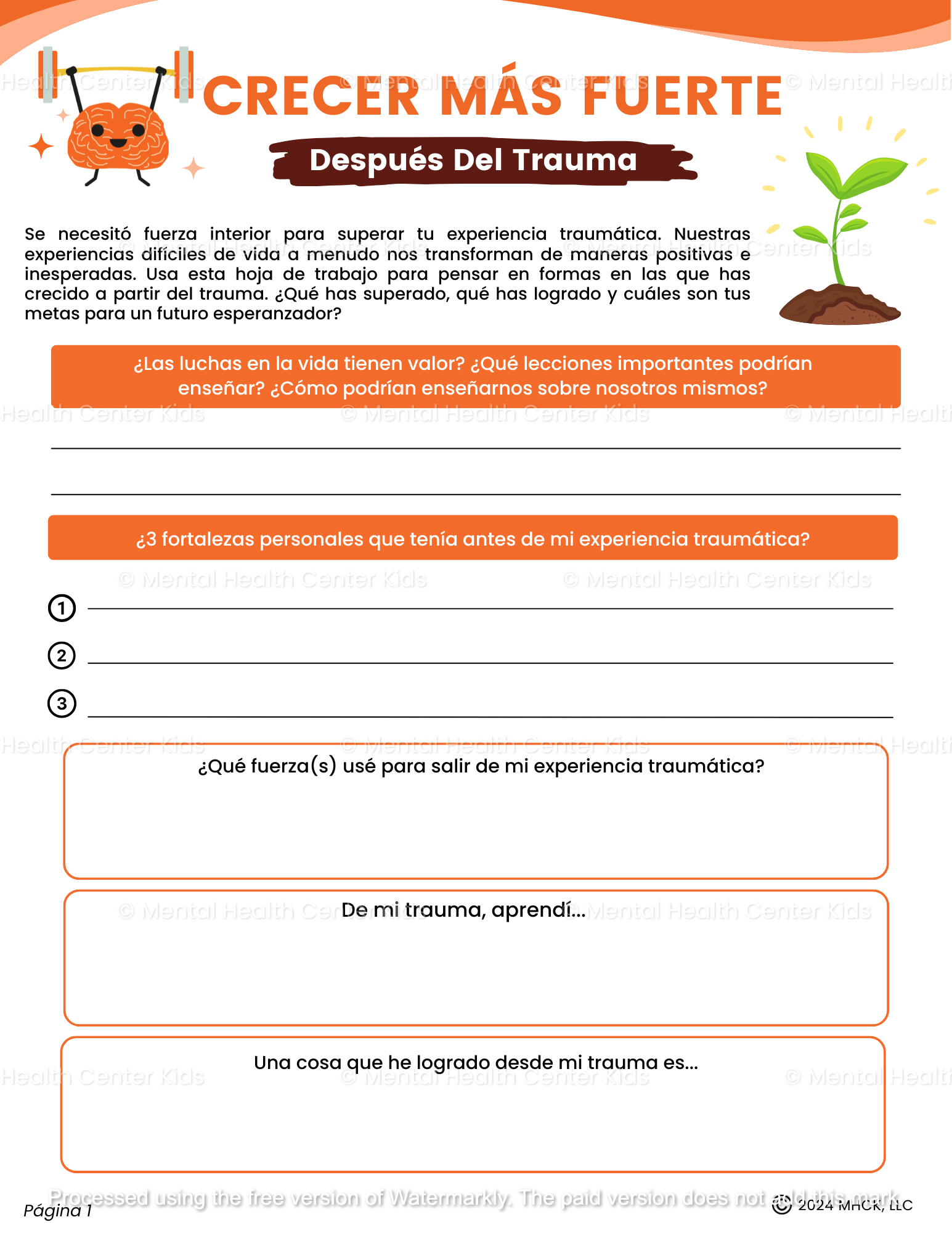 Hojas De Trabajo Sobre Trauma Para Adolescentes