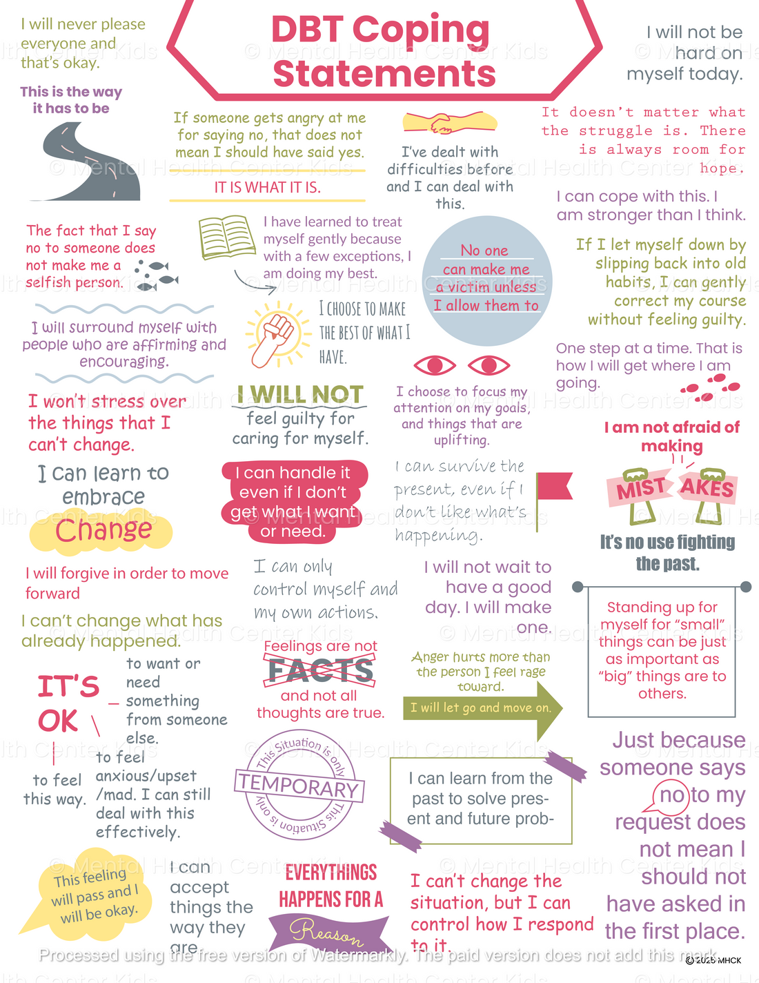 DBT Coping Statements Handout – Mental Health Center Kids