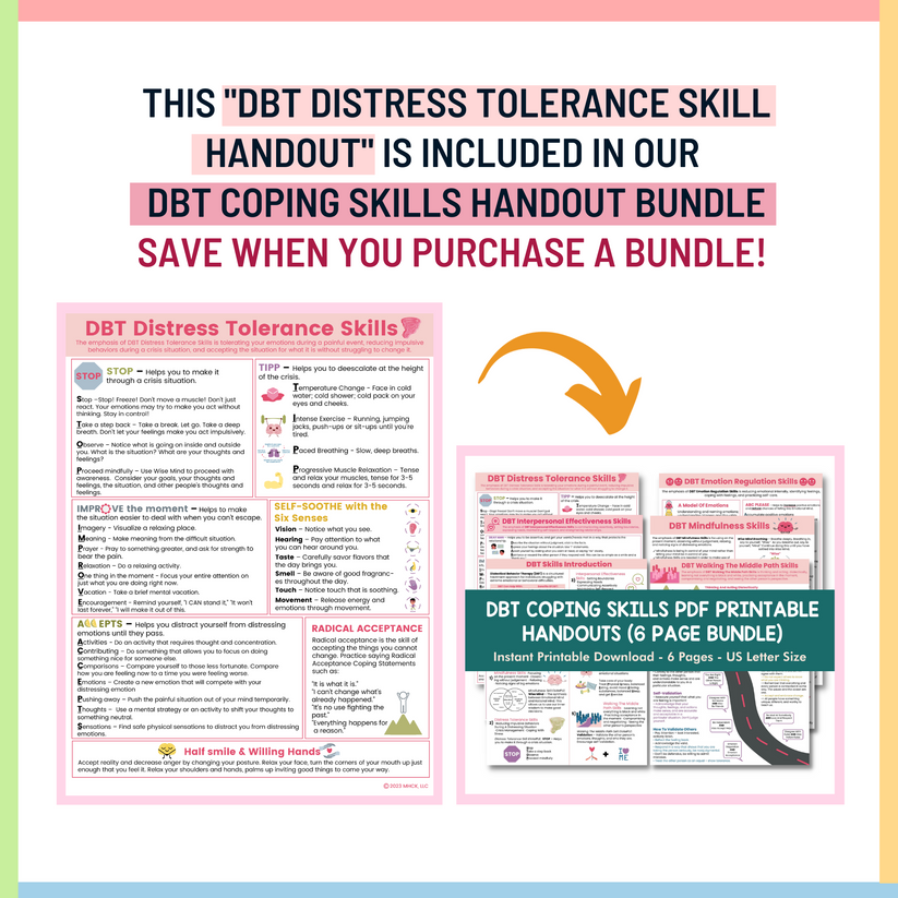 Bitmap Distress DBT Distress Tolerance Coping Skills for Counseling with digital ...