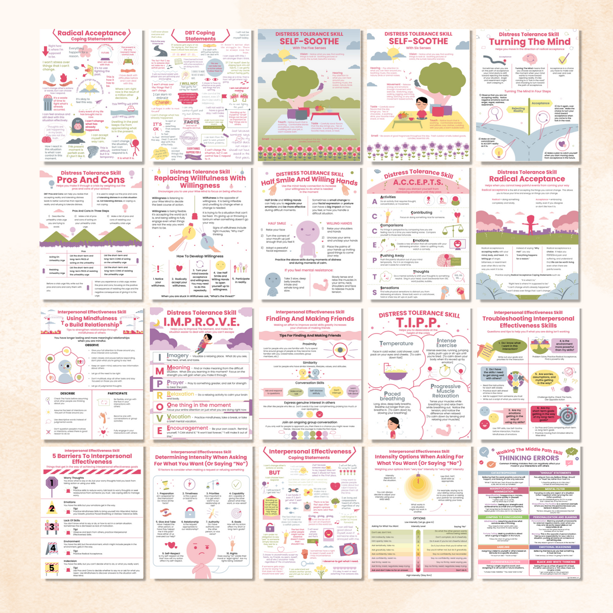 DBT Handouts Bundle (70 Pages) – Mental Health Center Kids
