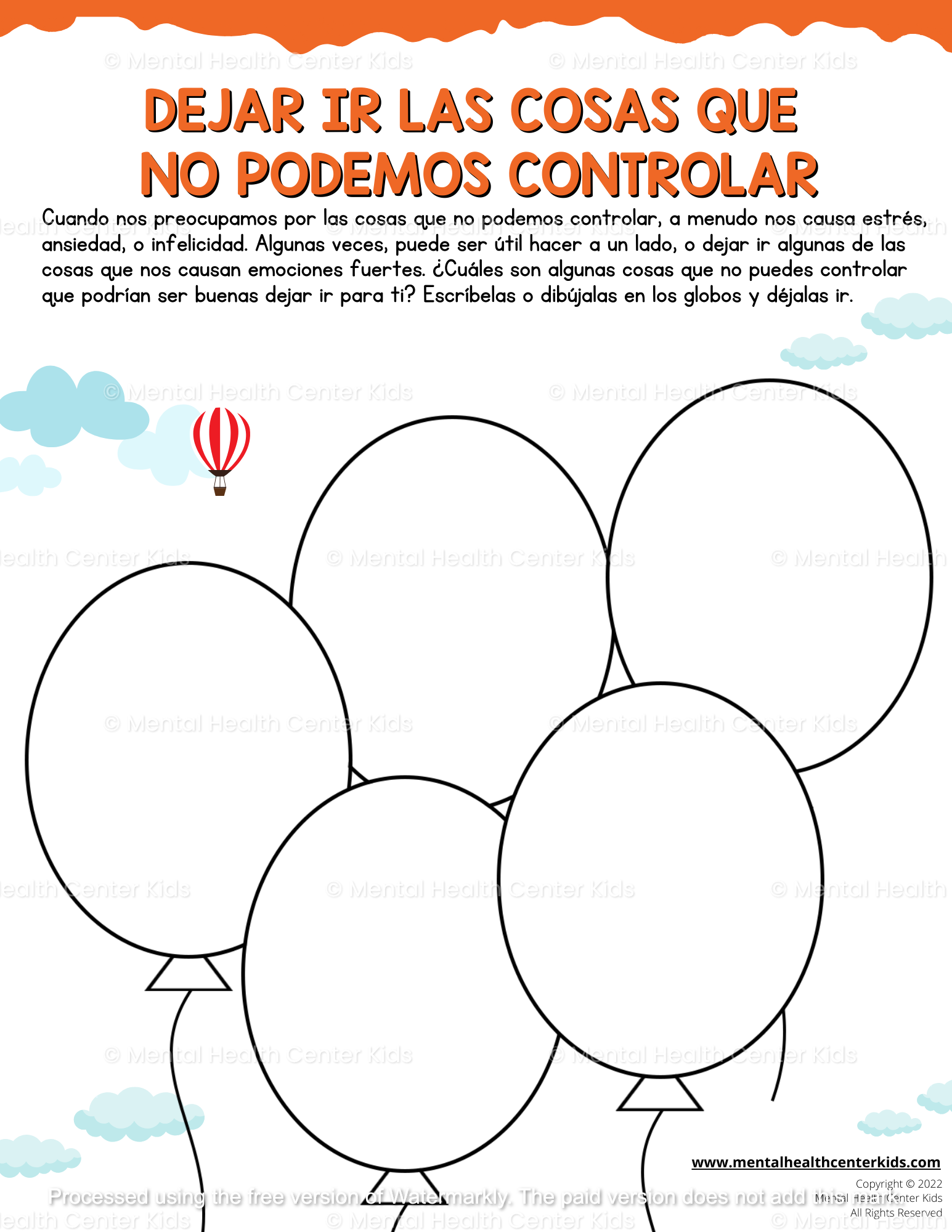 spanish anxiety worksheets
