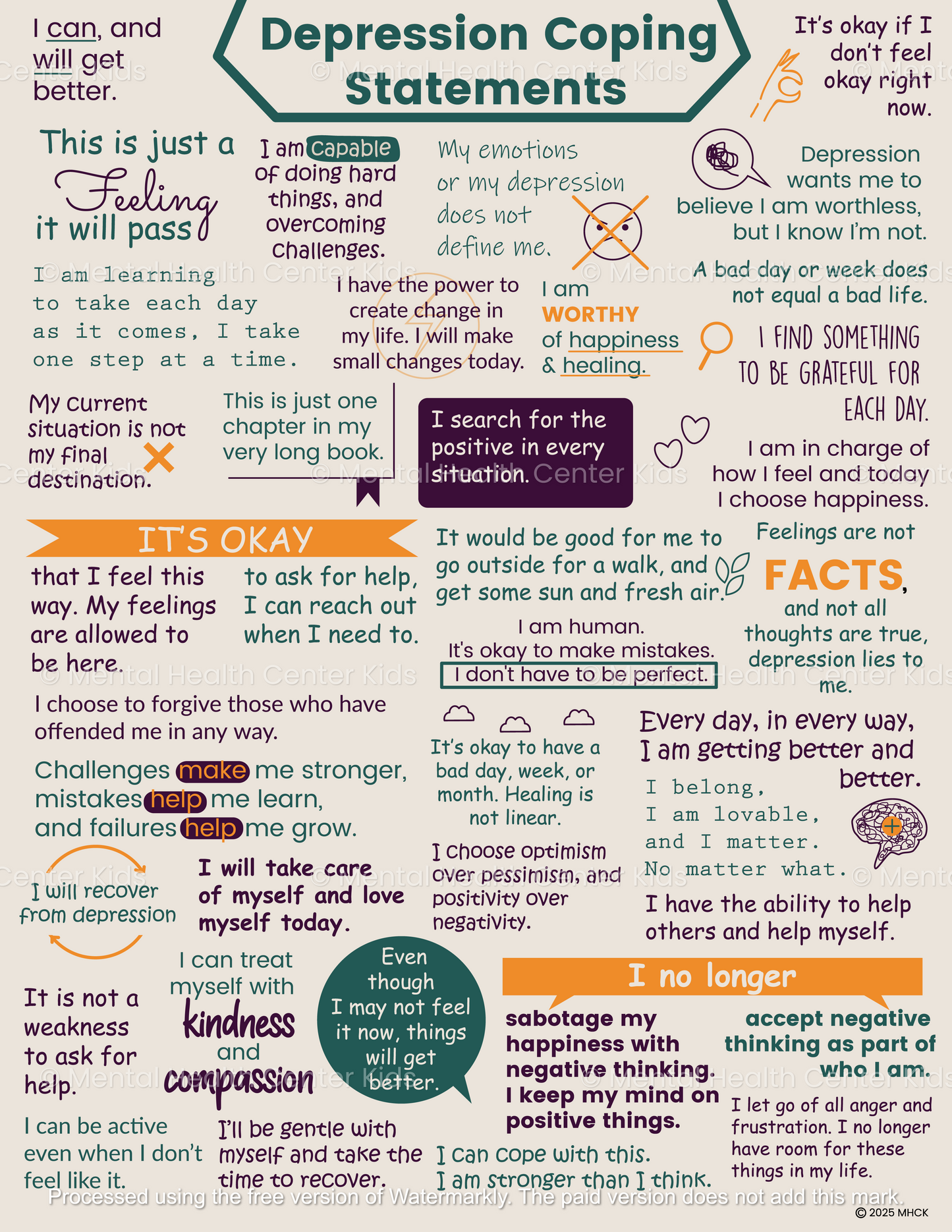 Depression Coping Statements Handout