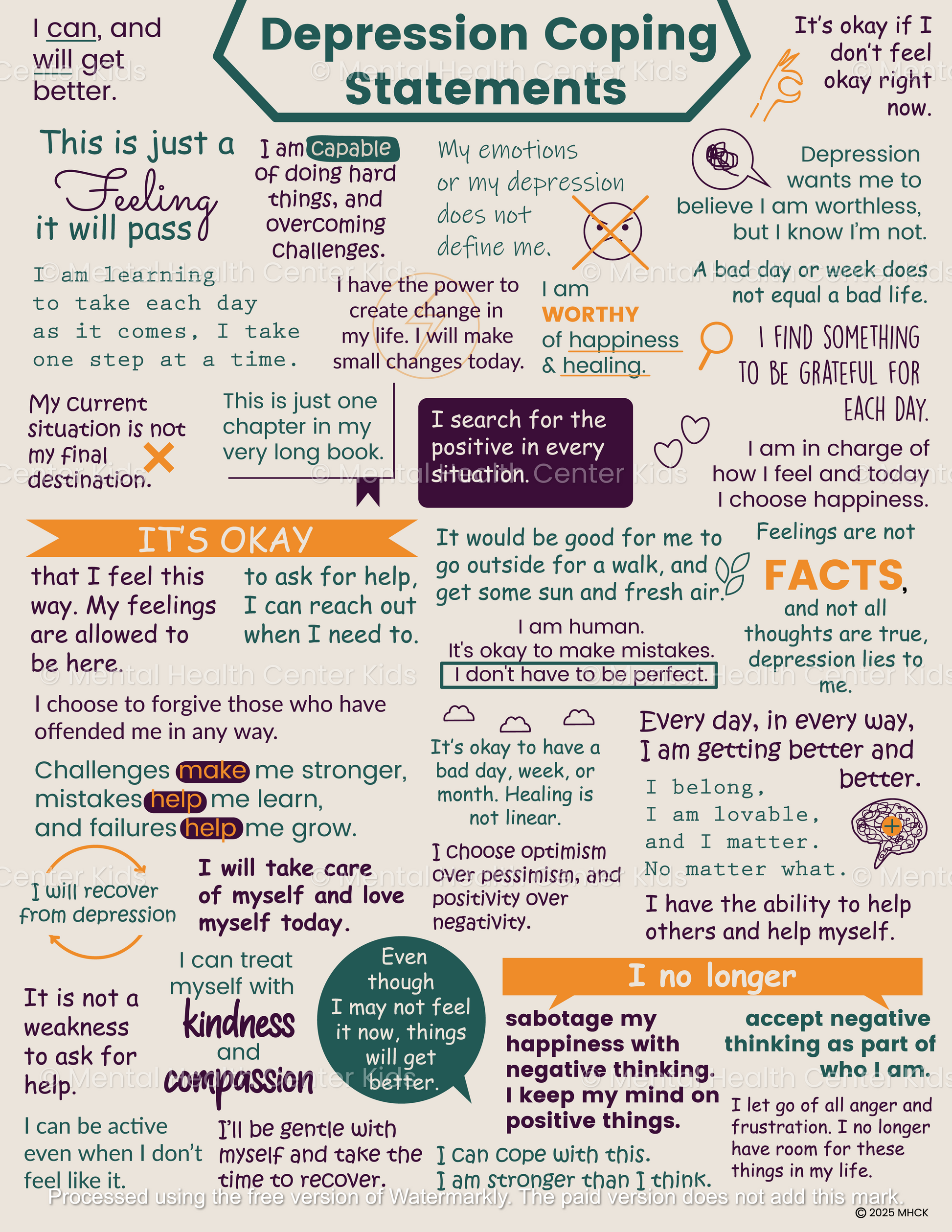 Depression Coping Statements Handout