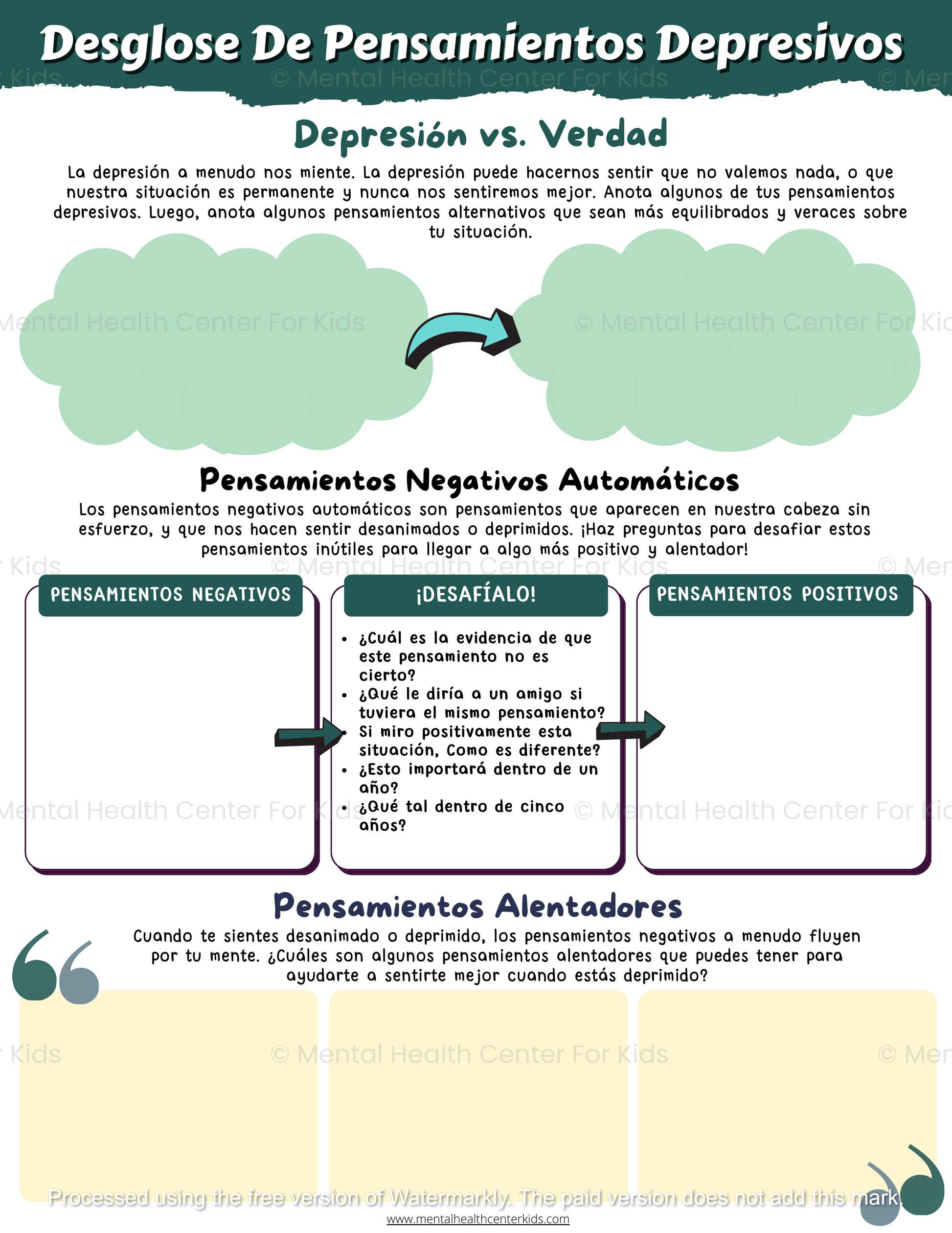 Hojas De Trabajo Sobre Depresion Para Adolescentes