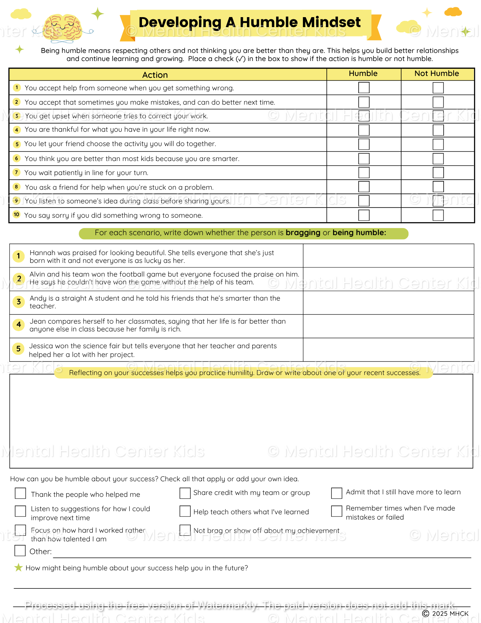 character education worksheets