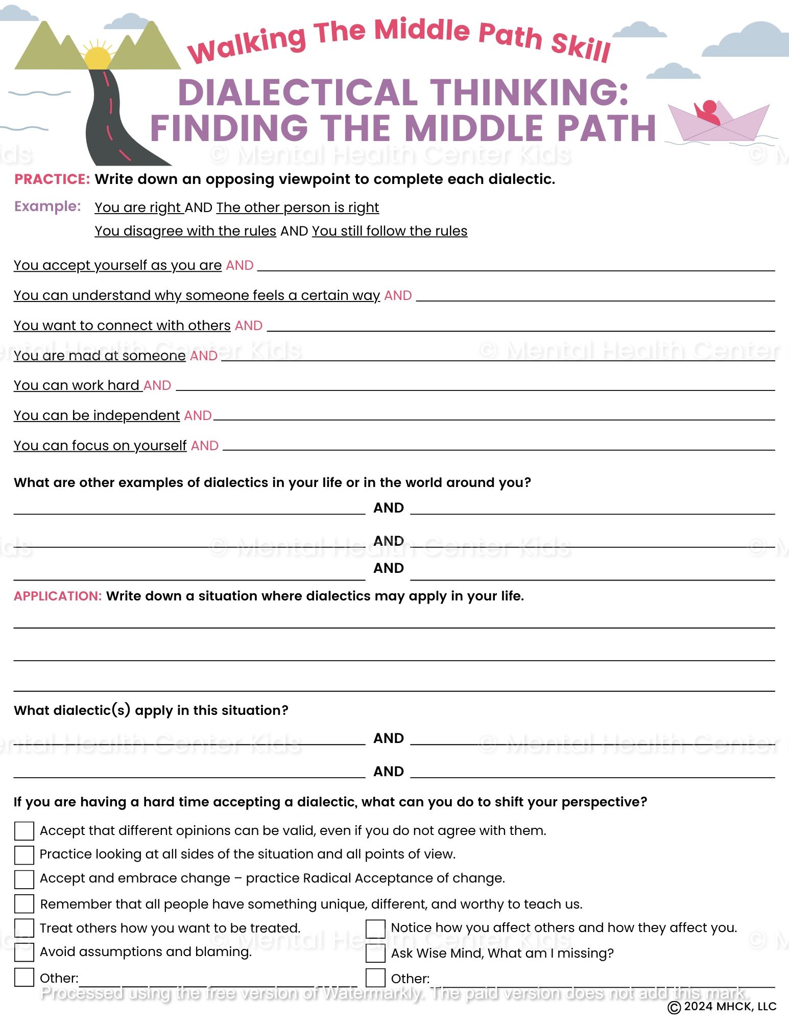 dialectical thinking dbt worksheet