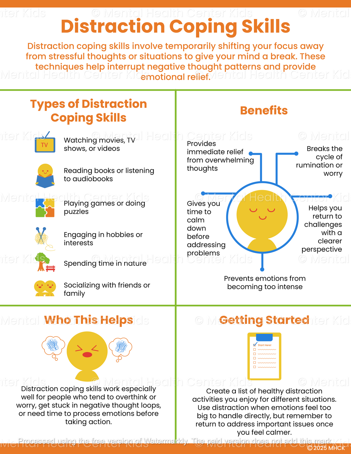 Distraction Asl Distraction Coping Skills (PDF) – Mental Health Center Kids