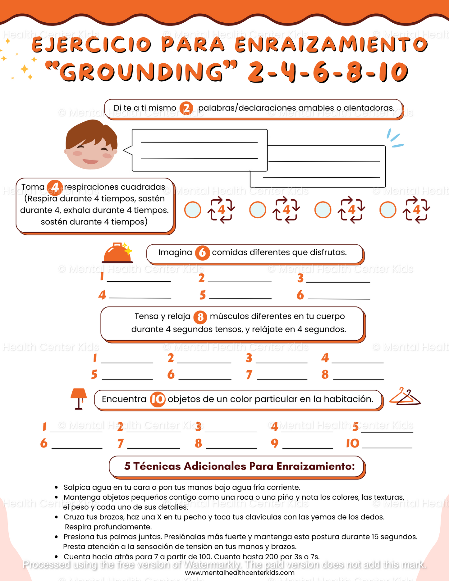 Spanish 2-4-6-8-10 Ground Exercise Worksheet