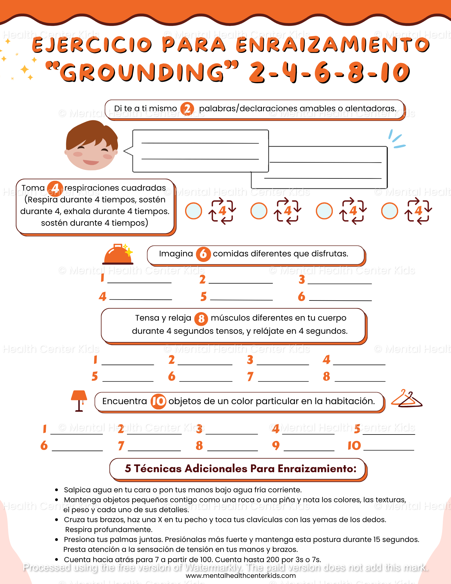 Spanish 2-4-6-8-10 Ground Exercise Worksheet