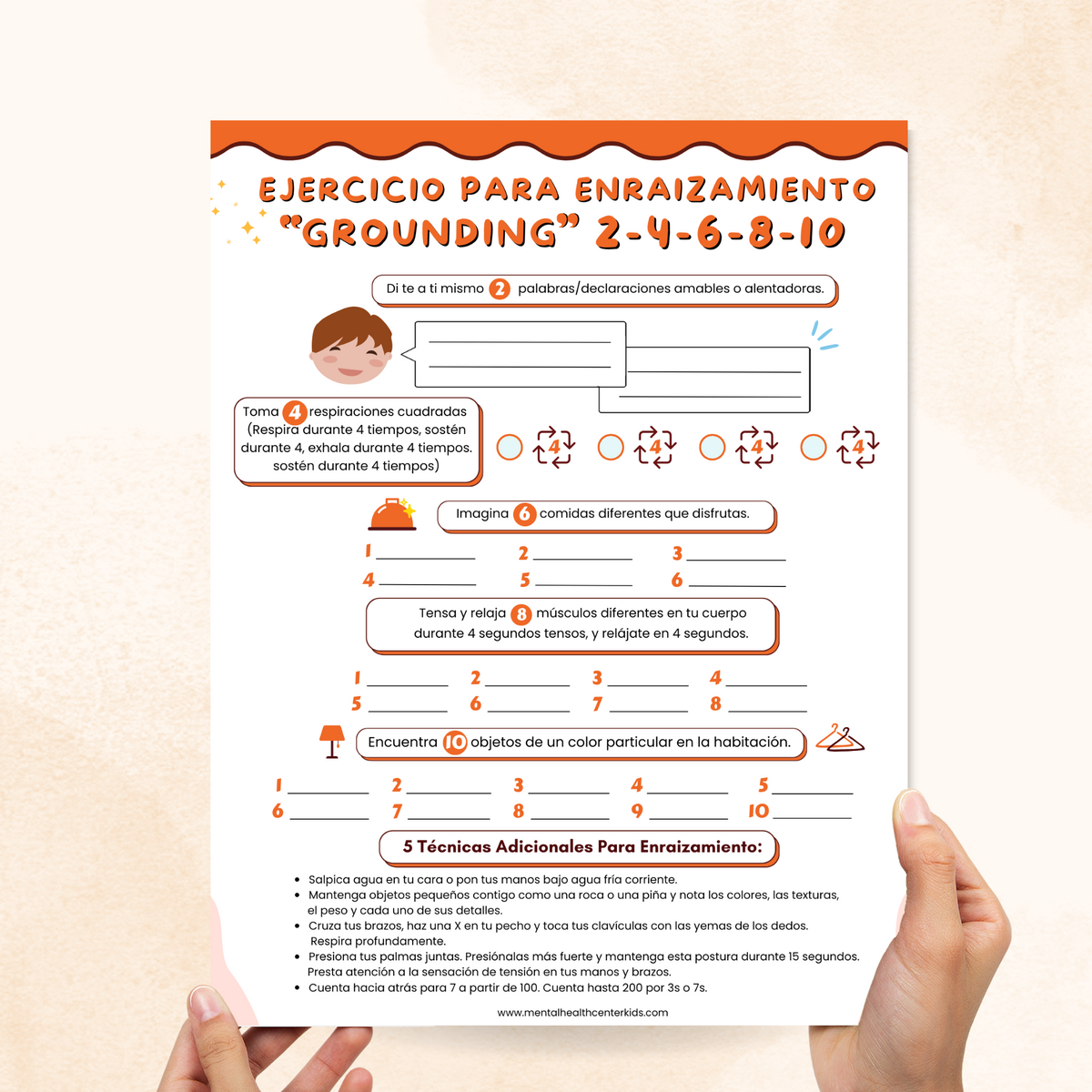2-4-6-8-10 Grounding Exercise Worksheet (Spanish Version) – Mental ...