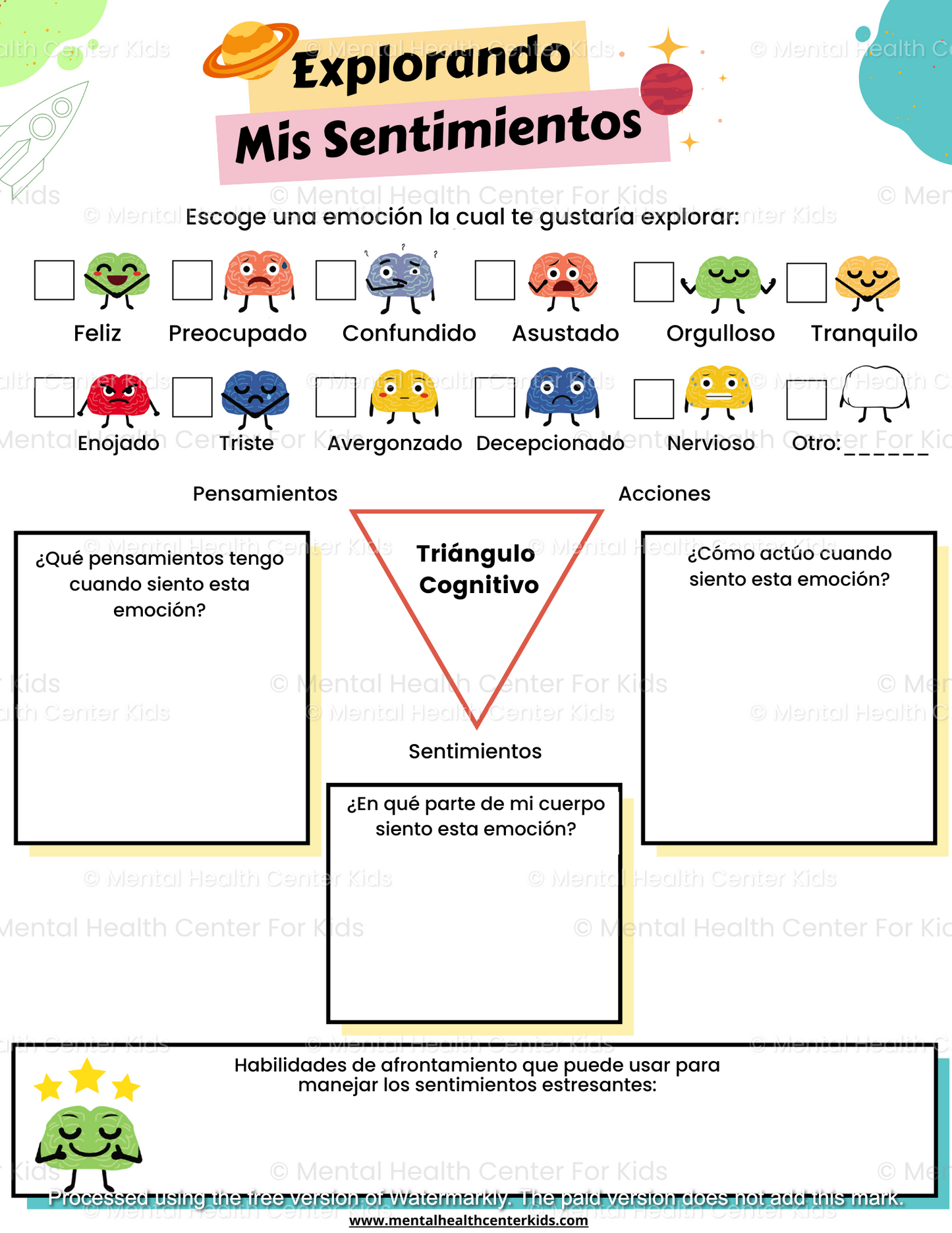 Spanish Exploring My Emotions Worksheet 