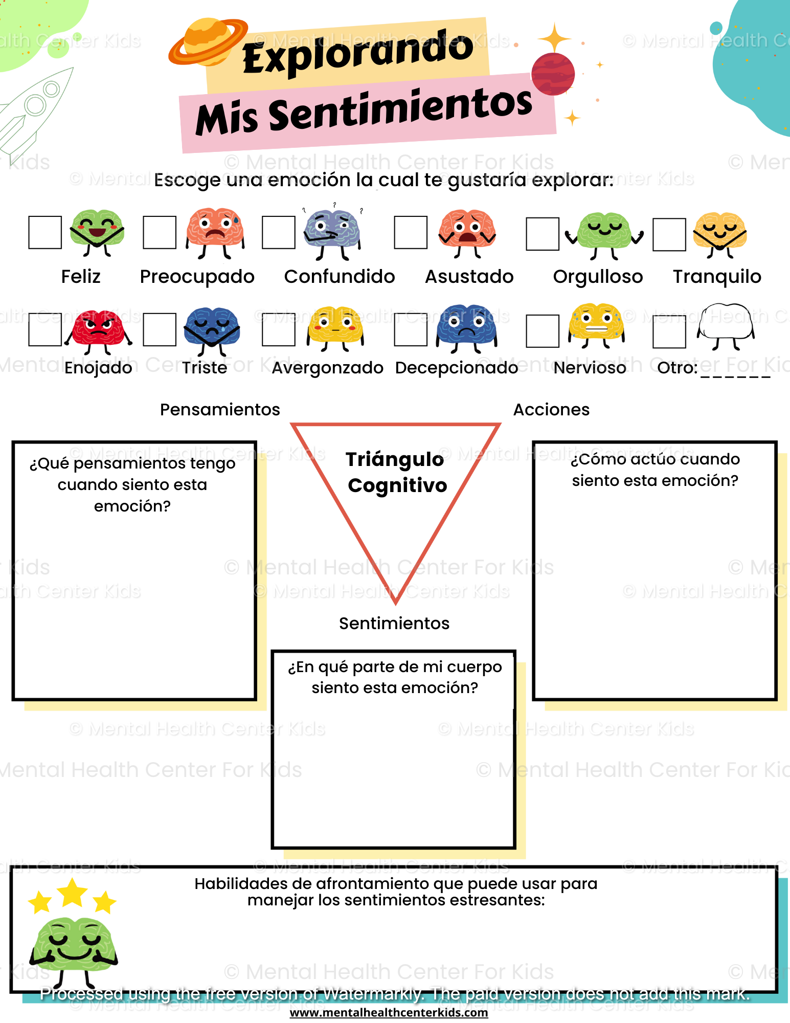 Spanish Exploring My Emotions Worksheet 