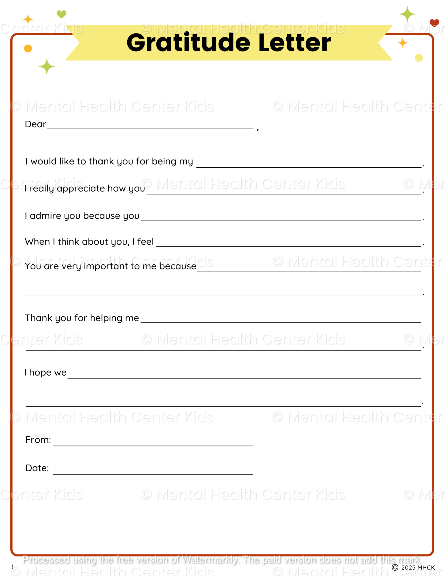 gratitude letter worksheet