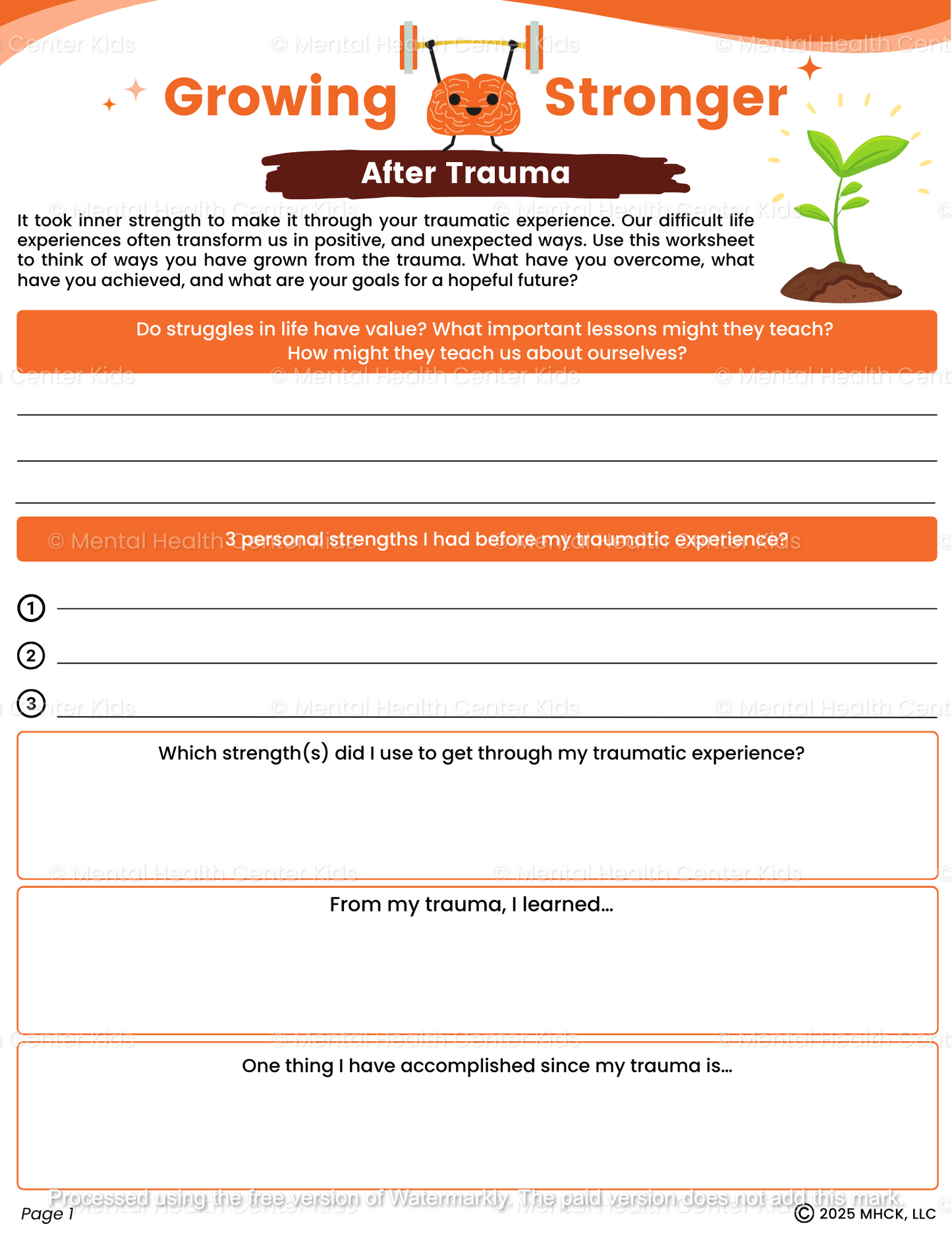 post traumatic growth worksheet