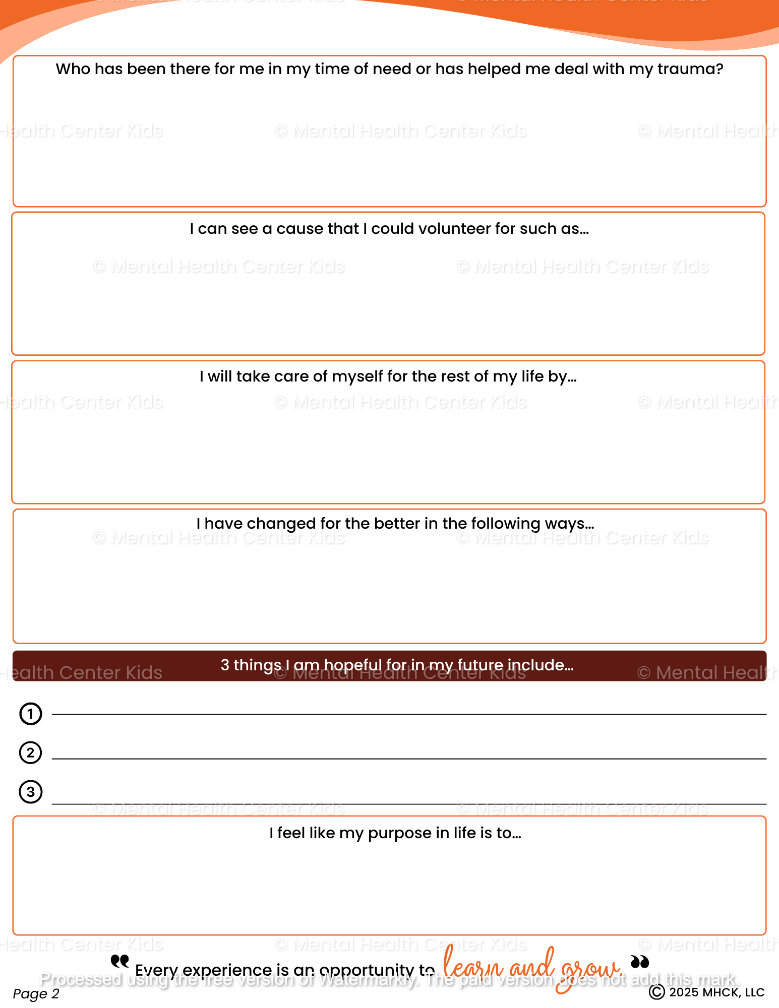 trauma worksheets