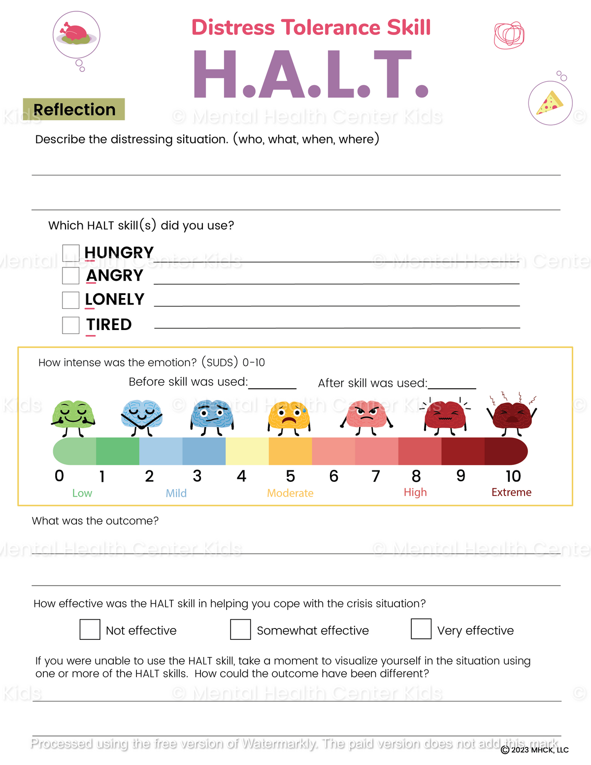 Halts Practice DBT HALT Skill Worksheet – Mental Health Center Kids