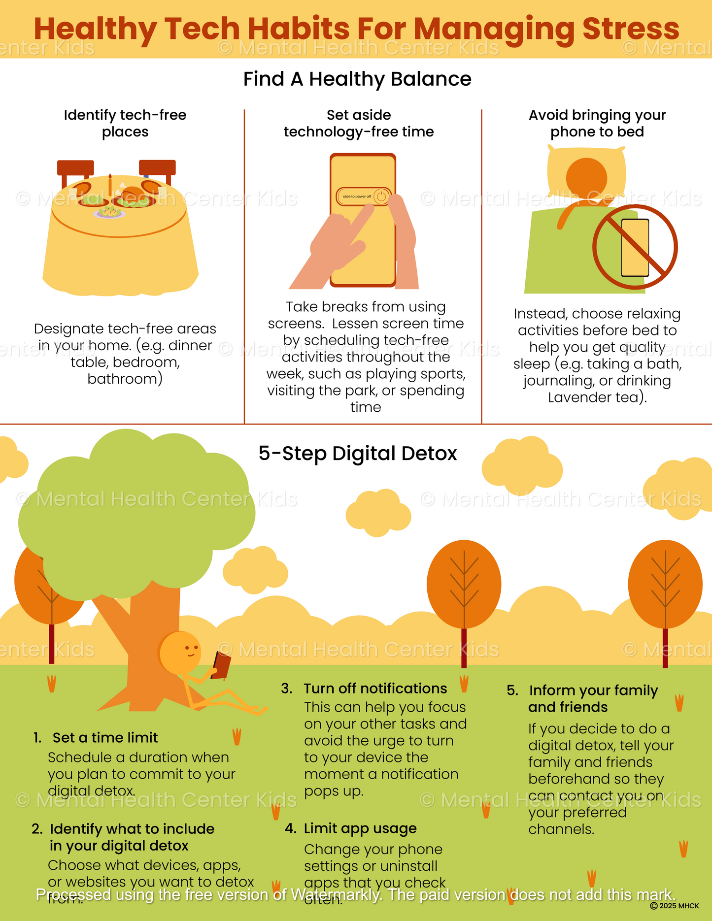 healthy tech habits for managing stress handout