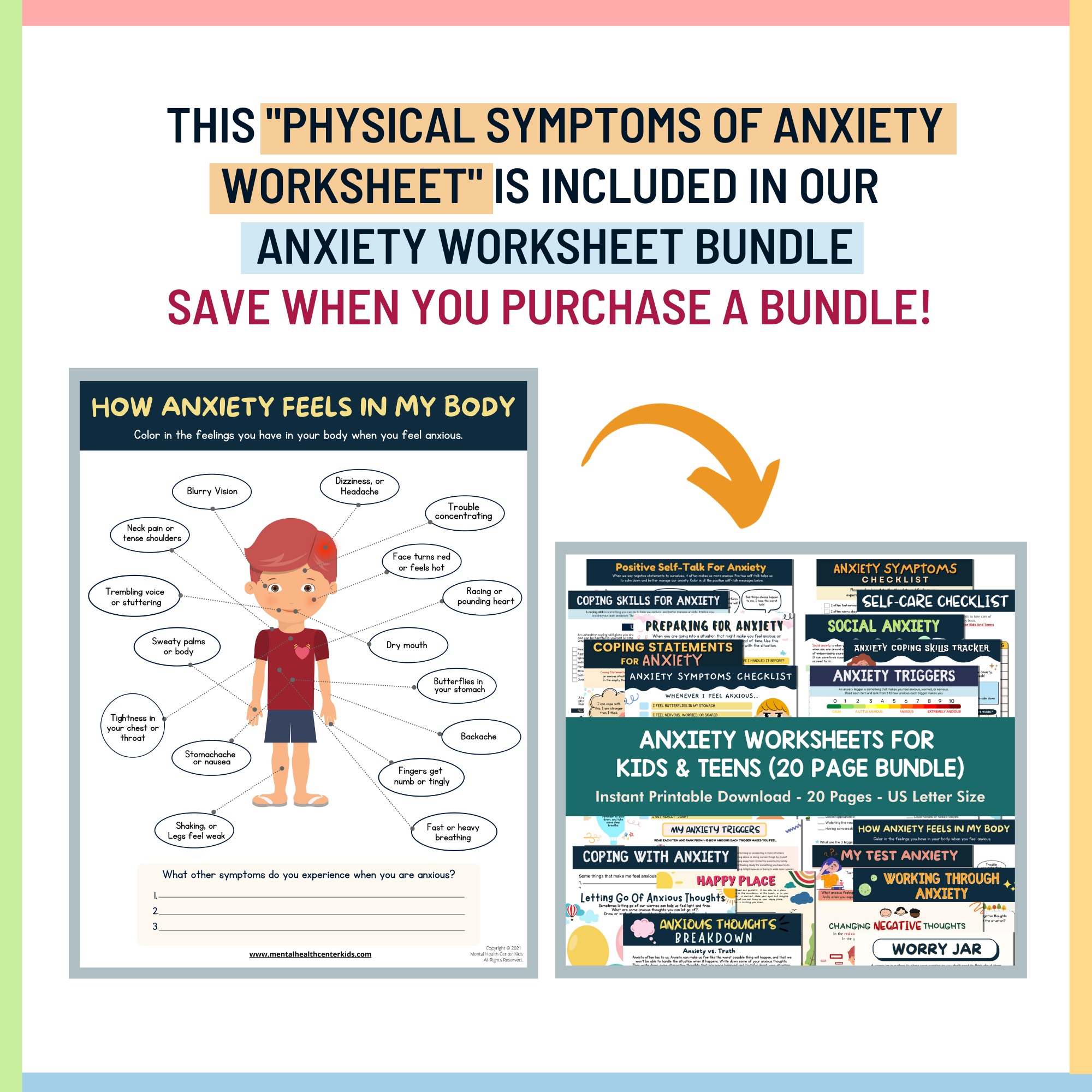 Anxiety in Children Symptoms Checklist  Mental Health Center Kids