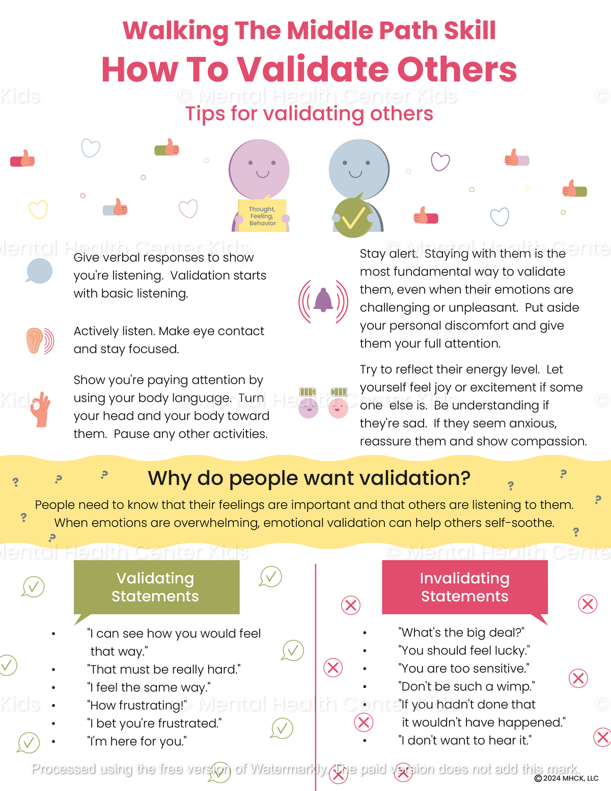 DBT Validating Others Handout – Mental Health Center Kids