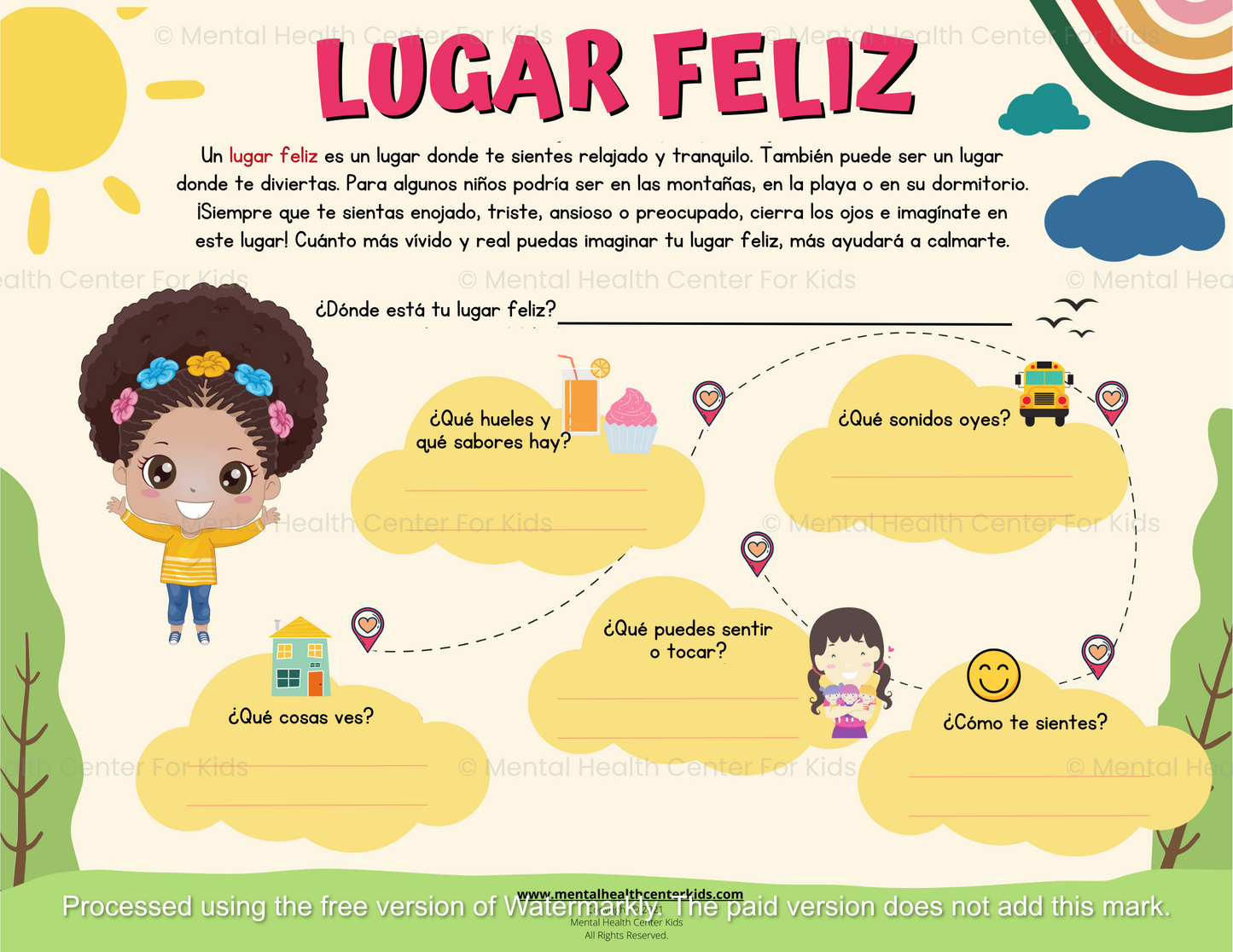 Spanish Happy Place Visualization Worksheet