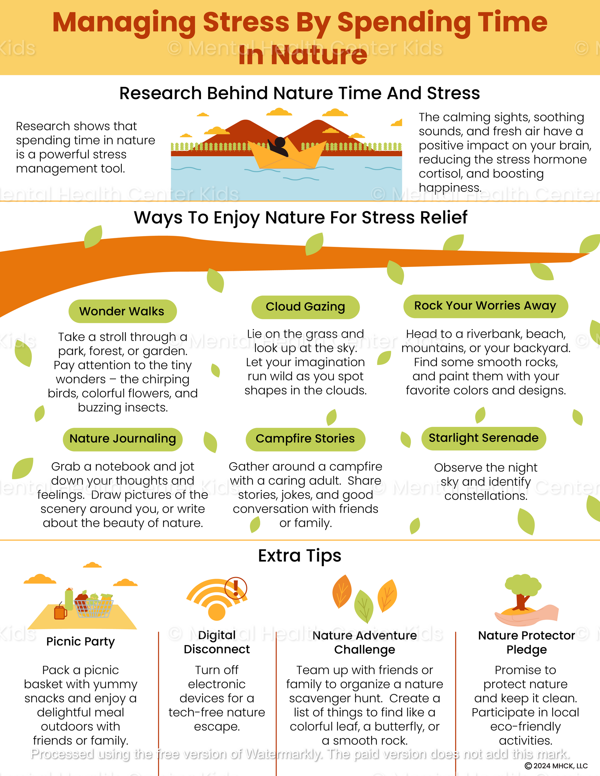 managing stress by spending time in nature handout