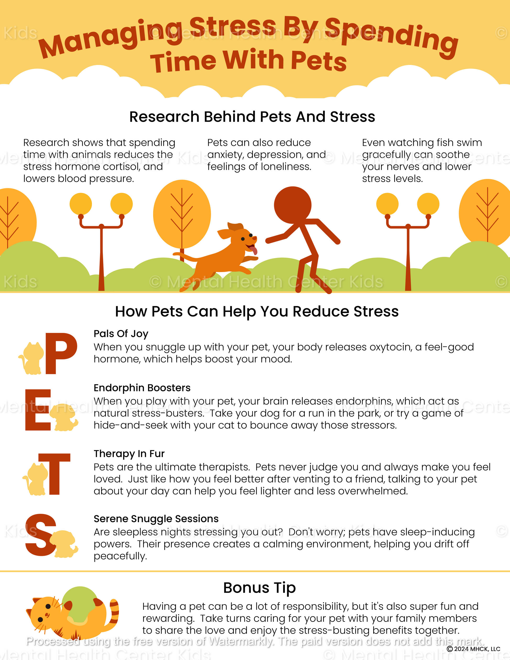 managing stress by spending time with pets handout